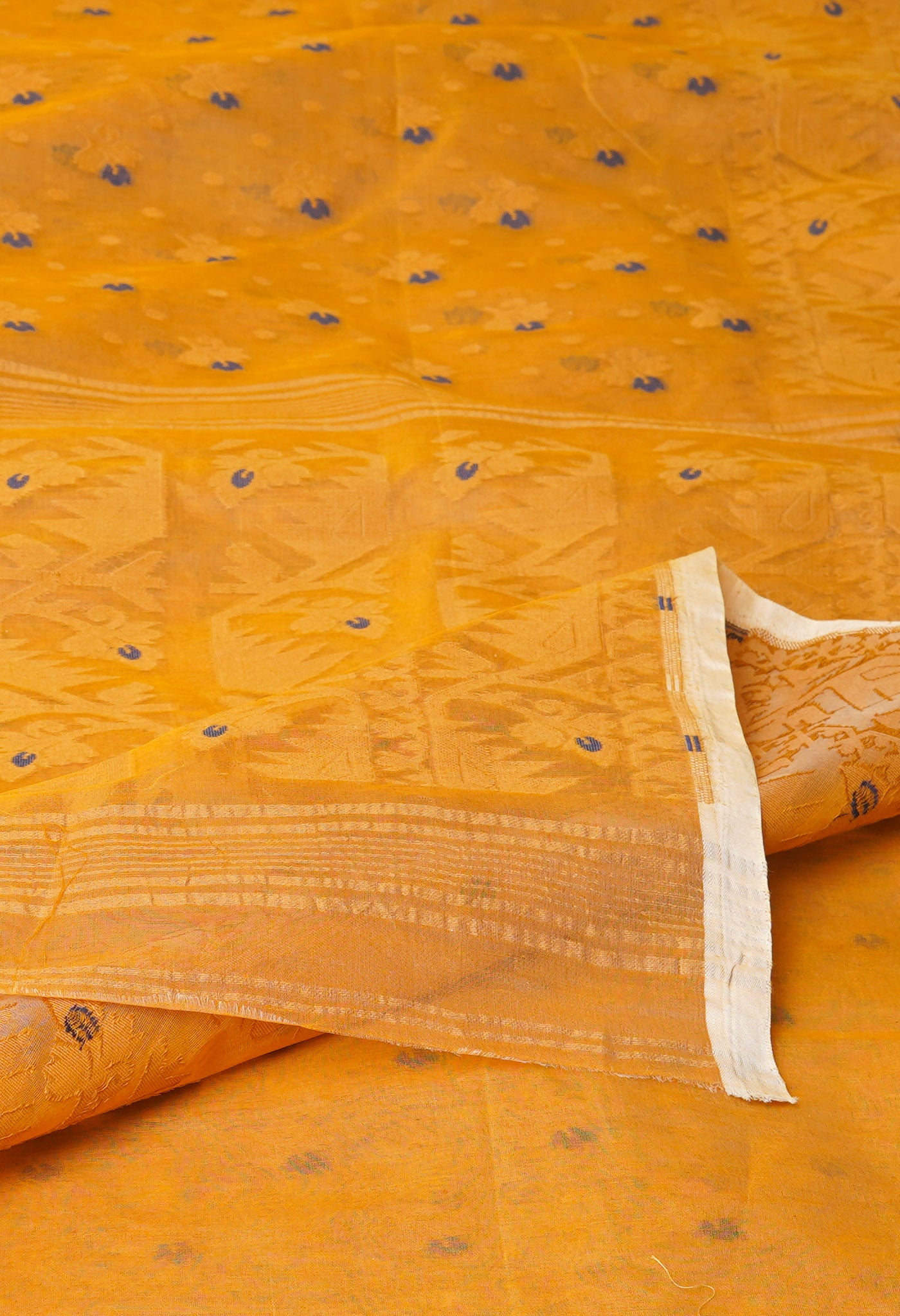 Brown Pure Handloom Dhakai Jamdhani Cotton Saree