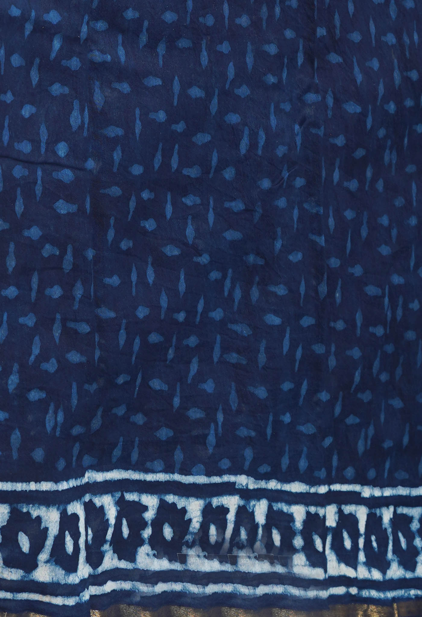 Indigo Blue Pure Dabu Printed Chanderi Sico Saree-UNM77787