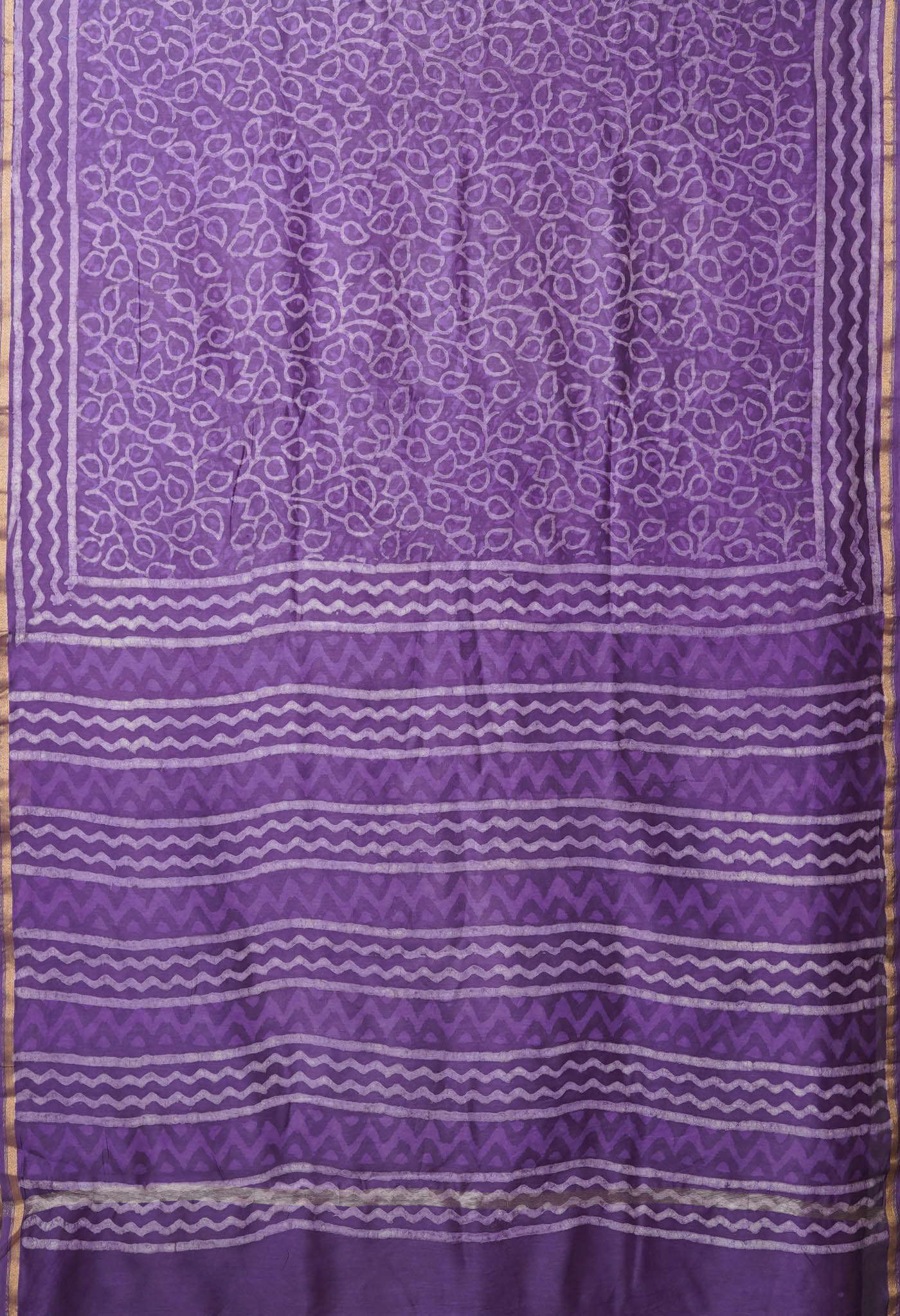 Violet Pure  Dabu Printed Chanderi Sico Saree