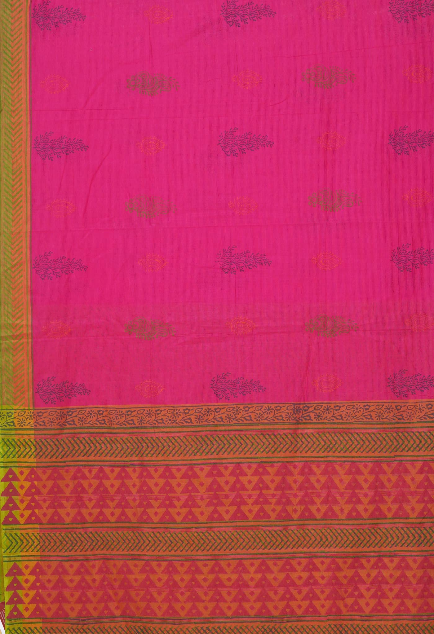 Pink Pure Hand Block Printed Mangalgiri Cotton Saree