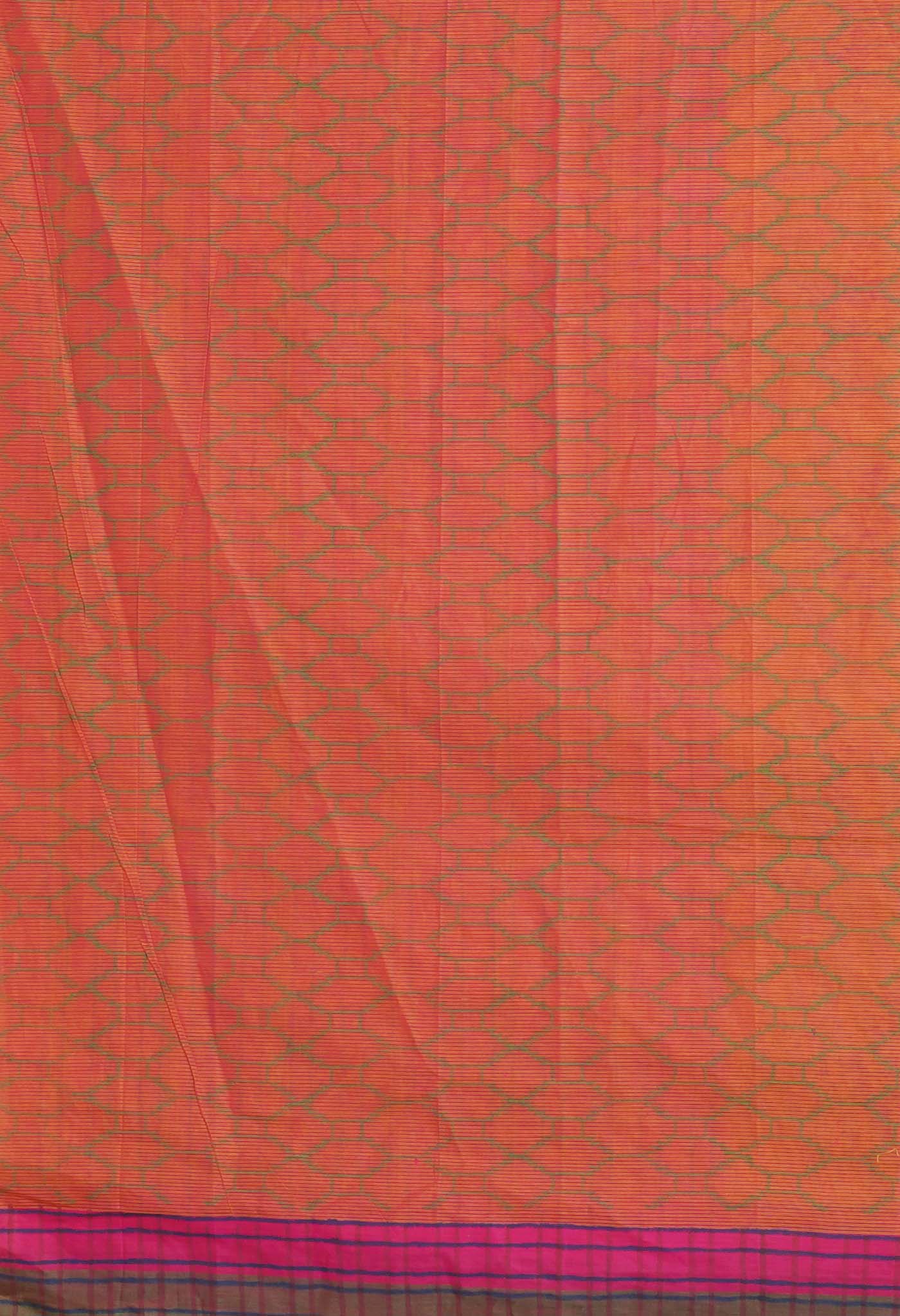 Mustard Yellow Pure Hand Block Printed Mangalgiri Cotton Saree
