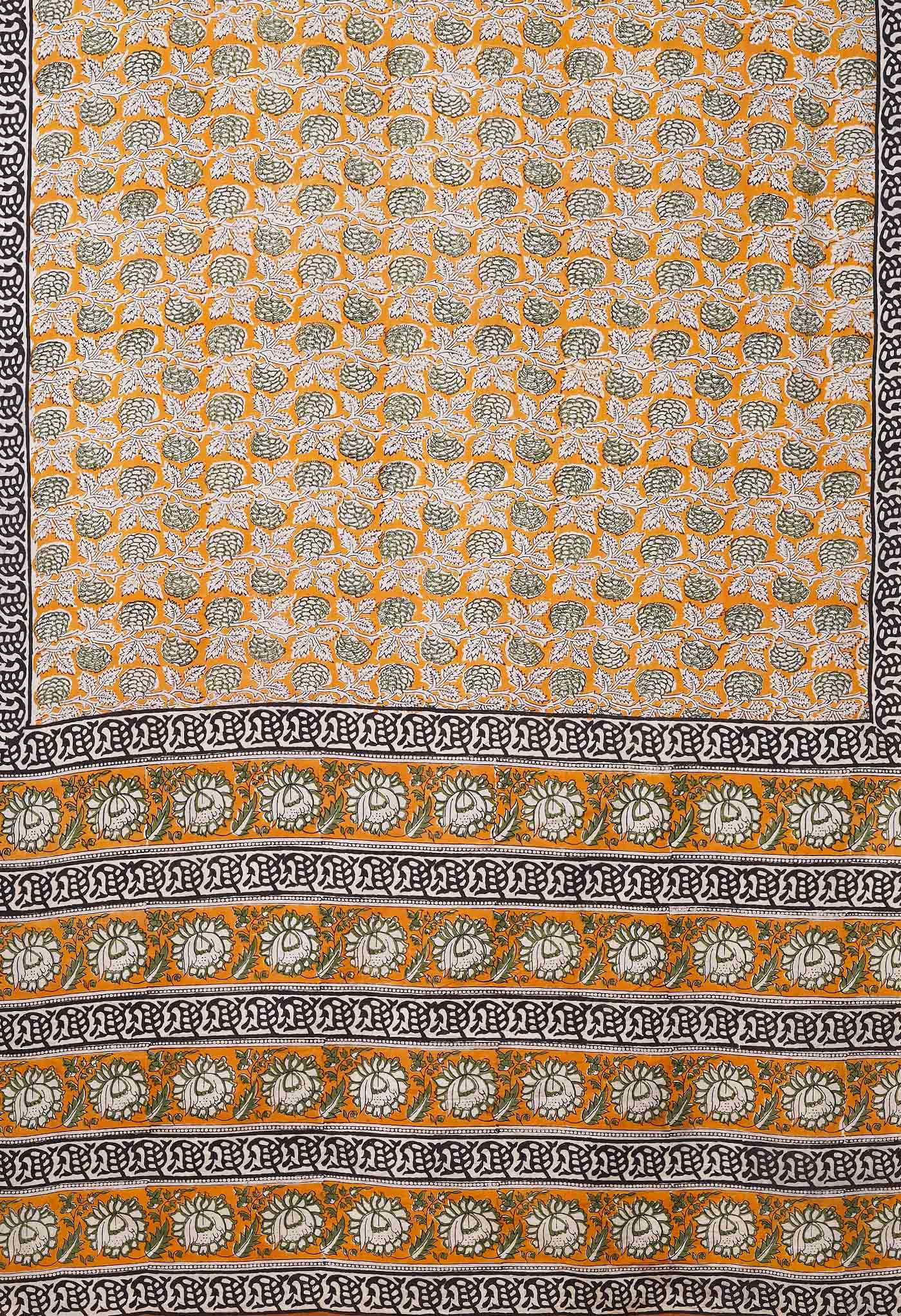 Yellow Pure Bagru Printed Soft Cotton Saree-UNM78049