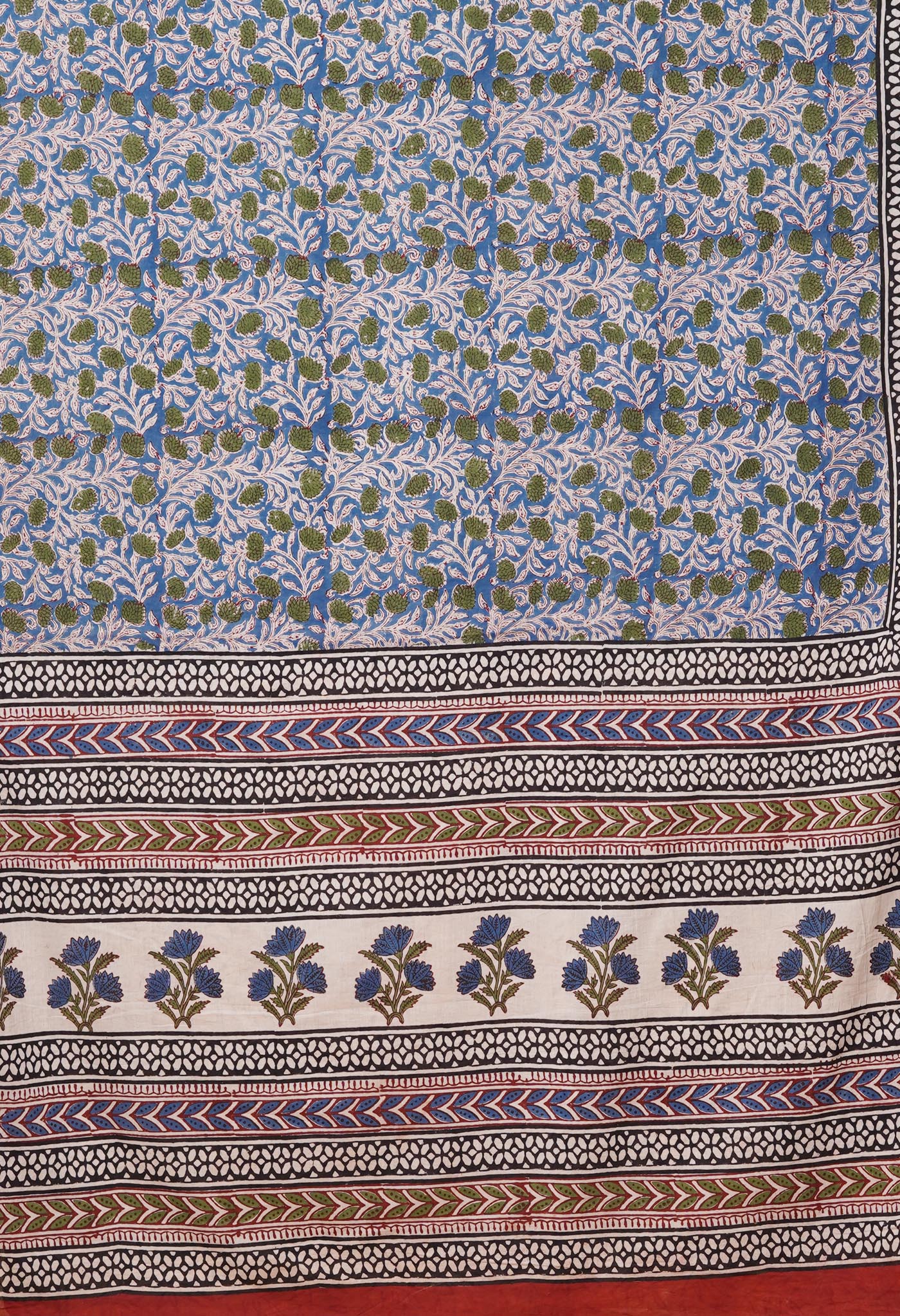 Green Pure Bagru Printed Soft Cotton Saree-UNM78086