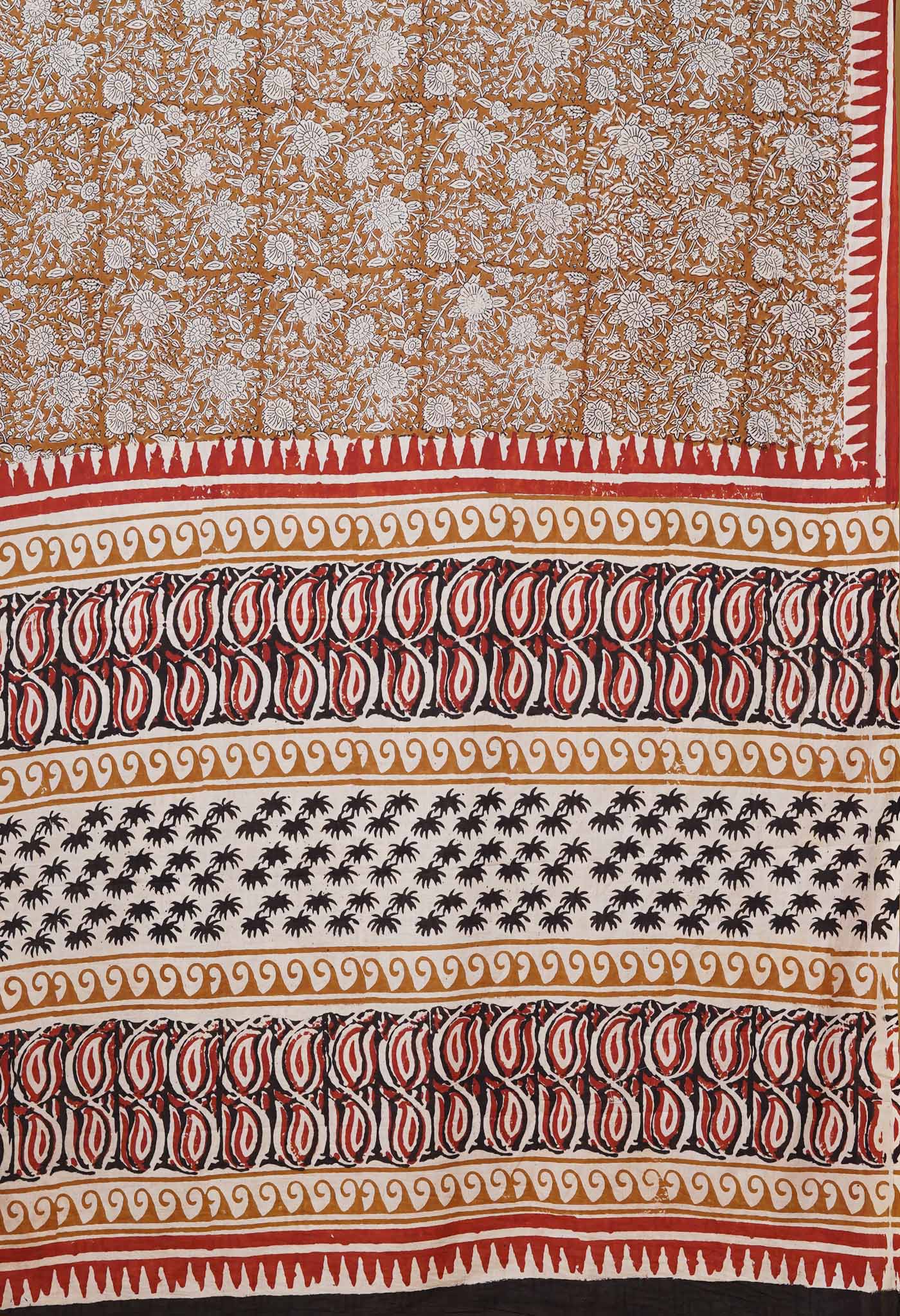 Brown Pure Bagru Printed Soft Cotton Saree-UNM78119