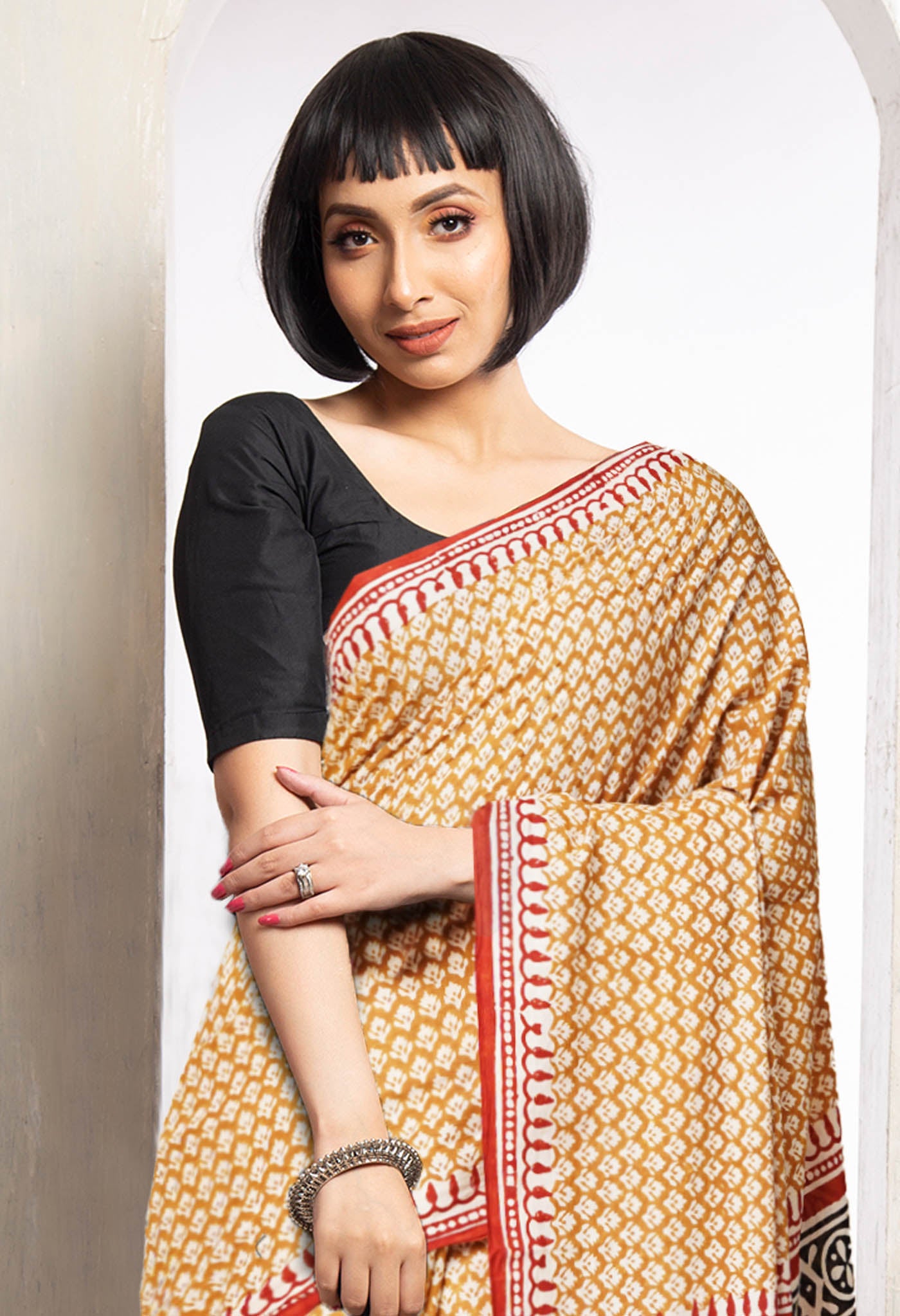 Brown Pure Bagru Printed Soft Cotton Saree-UNM78127