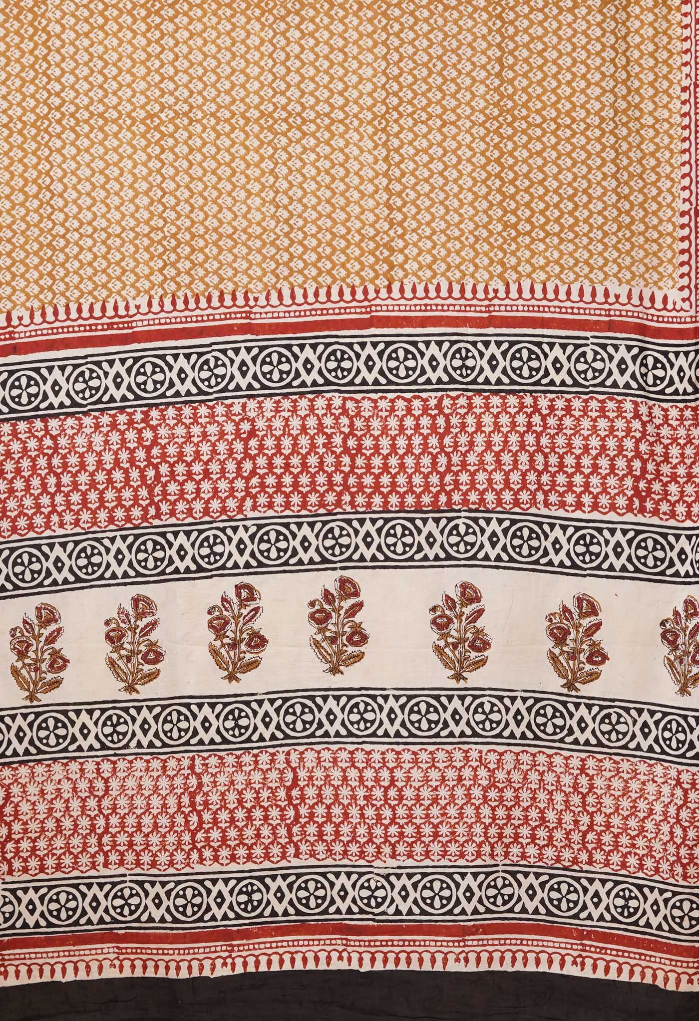 Brown Pure Bagru Printed Soft Cotton Saree-UNM78127