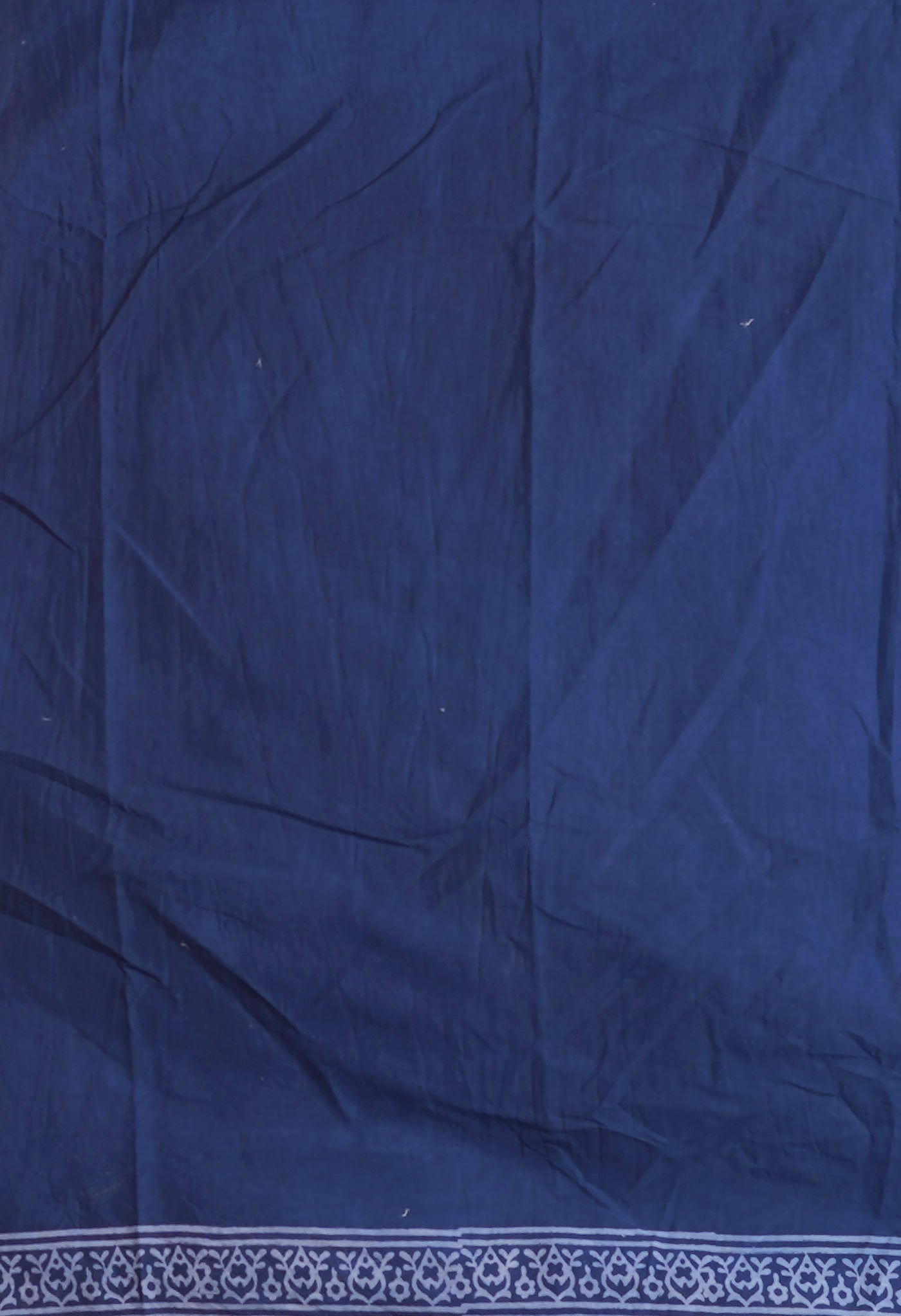 Navy Blue Pure Hand Block Printed Soft Cotton Saree-UNM78215