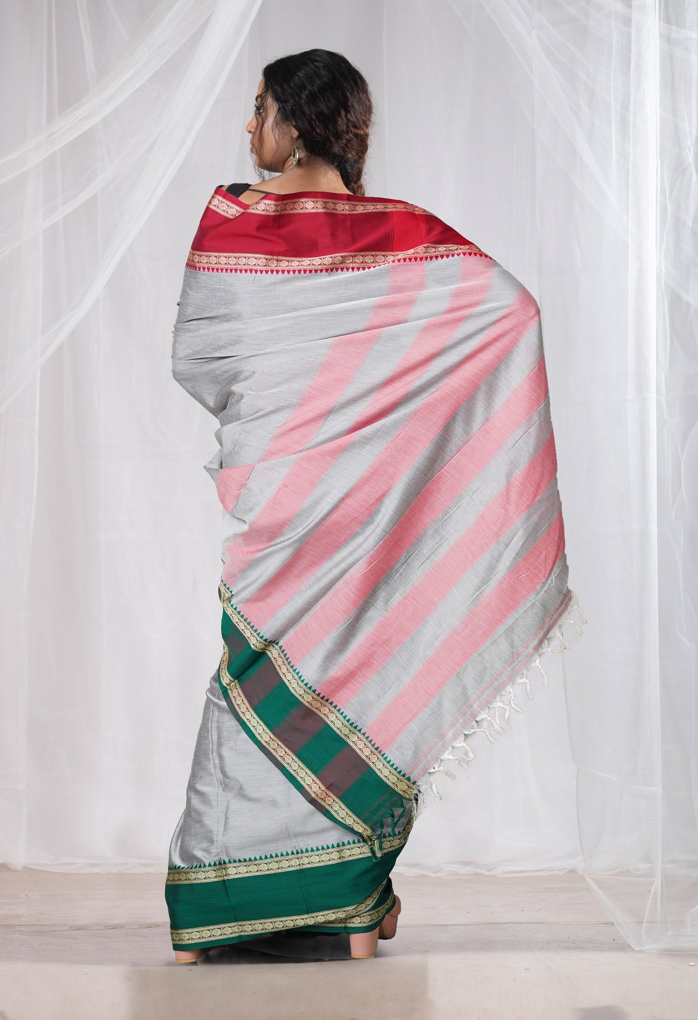 Grey Pure Handloom Narayani Cotton Saree-UNM78242