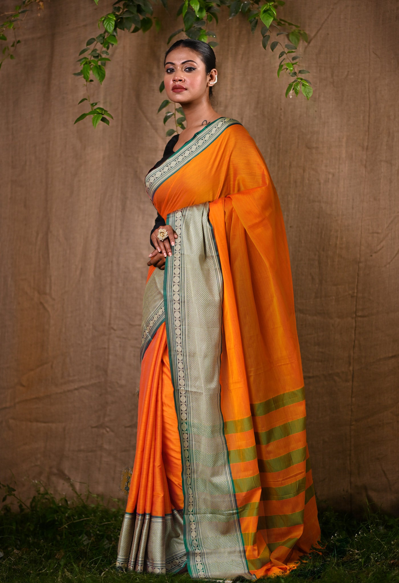 Yellow Pure Handloom Narayani Cotton Saree-UNM78247