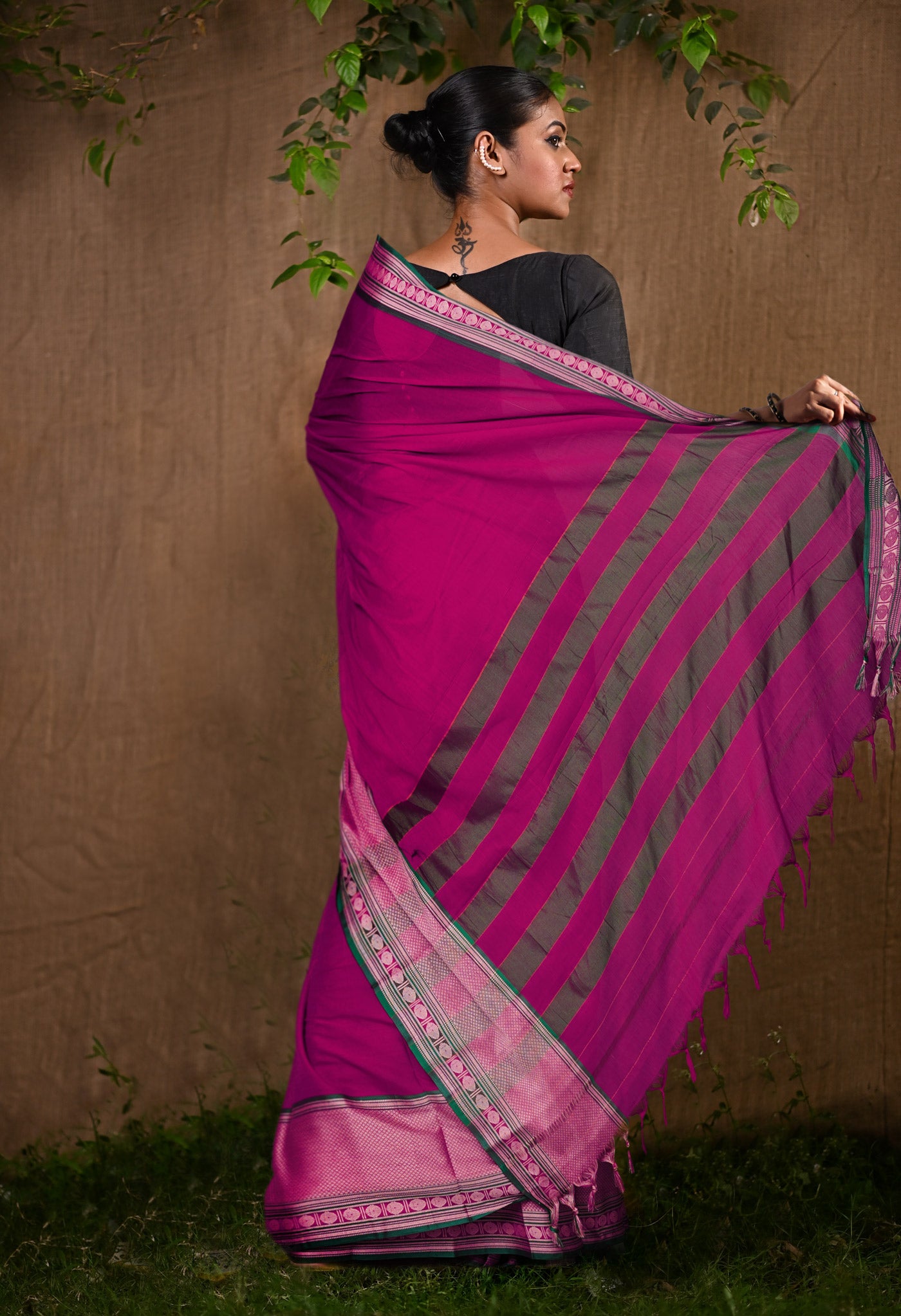 Purple Pure Handloom Narayani Cotton Saree-UNM78261