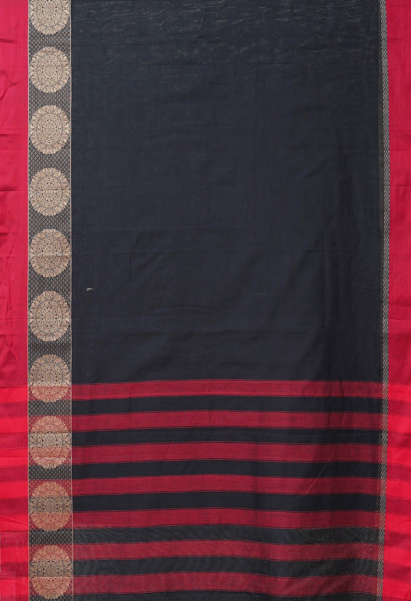 Black Pure Handloom Narayani Cotton Saree-UNM78278