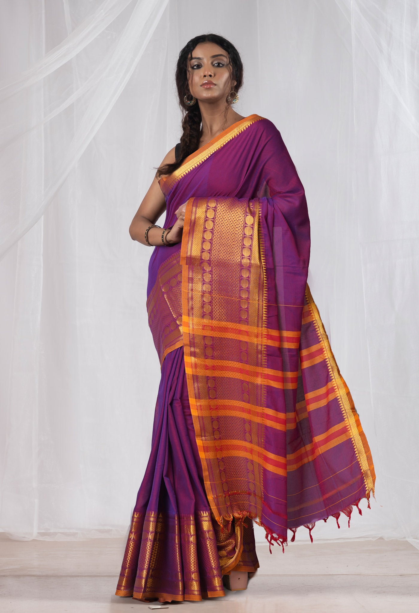 Purple Pure Handloom Narayani Cotton Saree-UNM78281