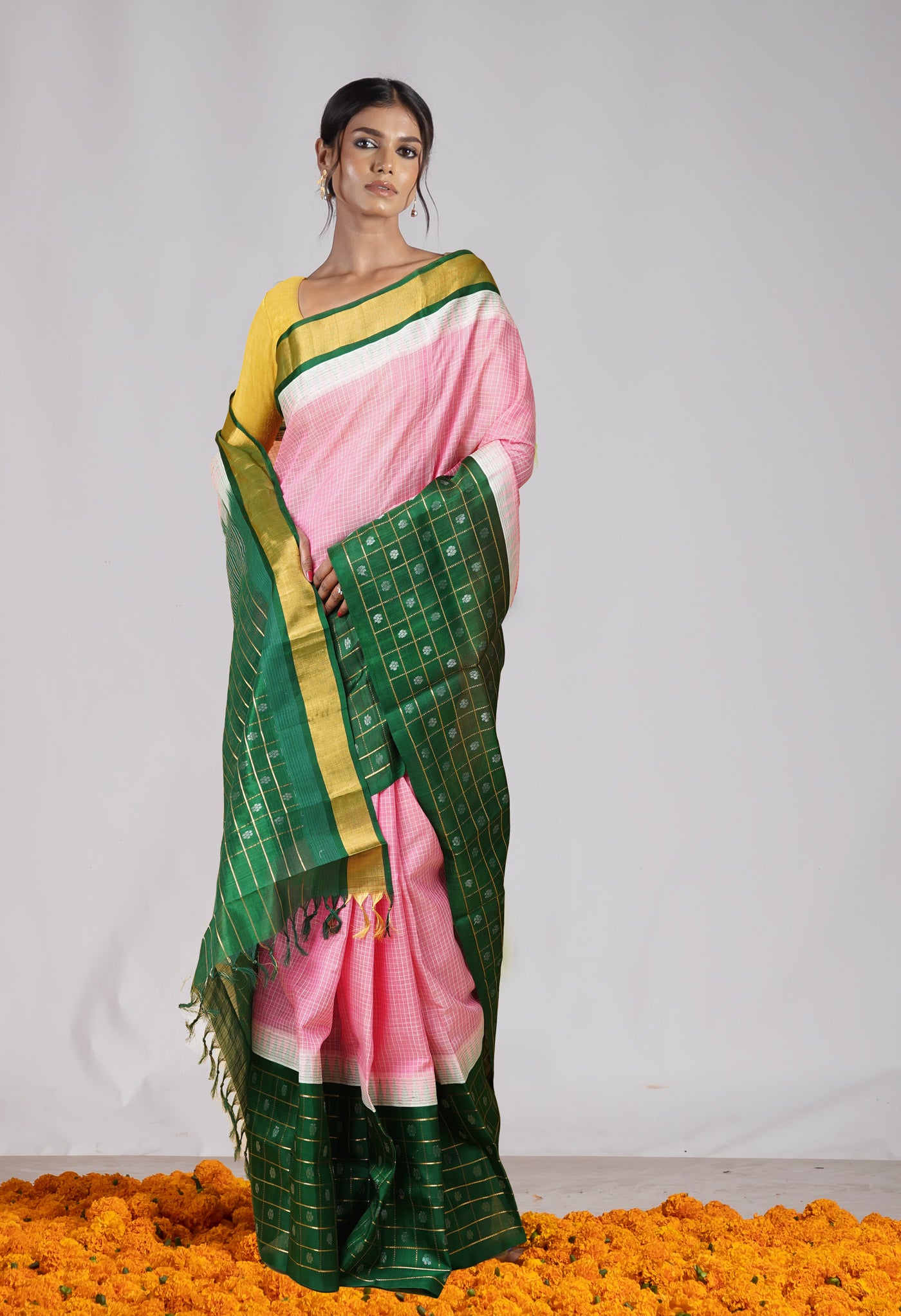Pink Pure Handloom Assam Silk Saree-UNM78288