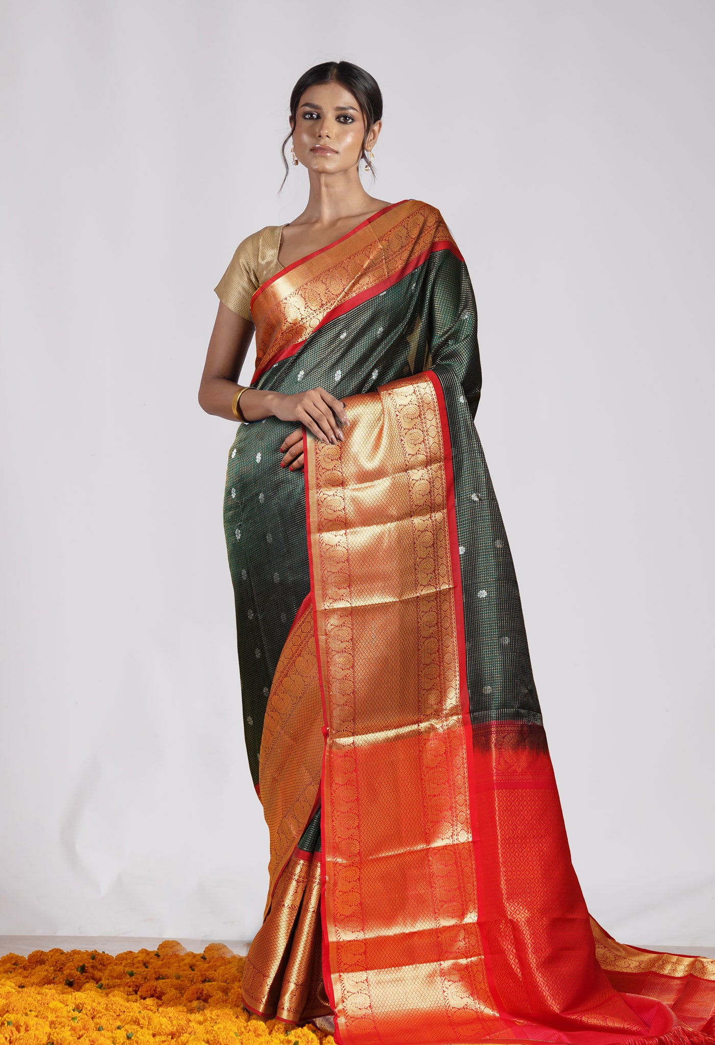 Green Pure Handloom Assam Silk Saree
