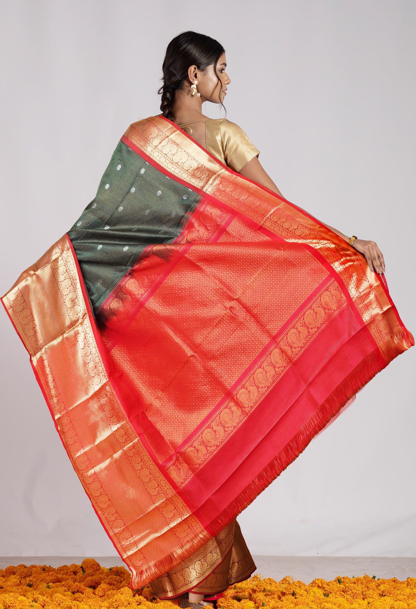 Green Pure Handloom Assam Silk Saree