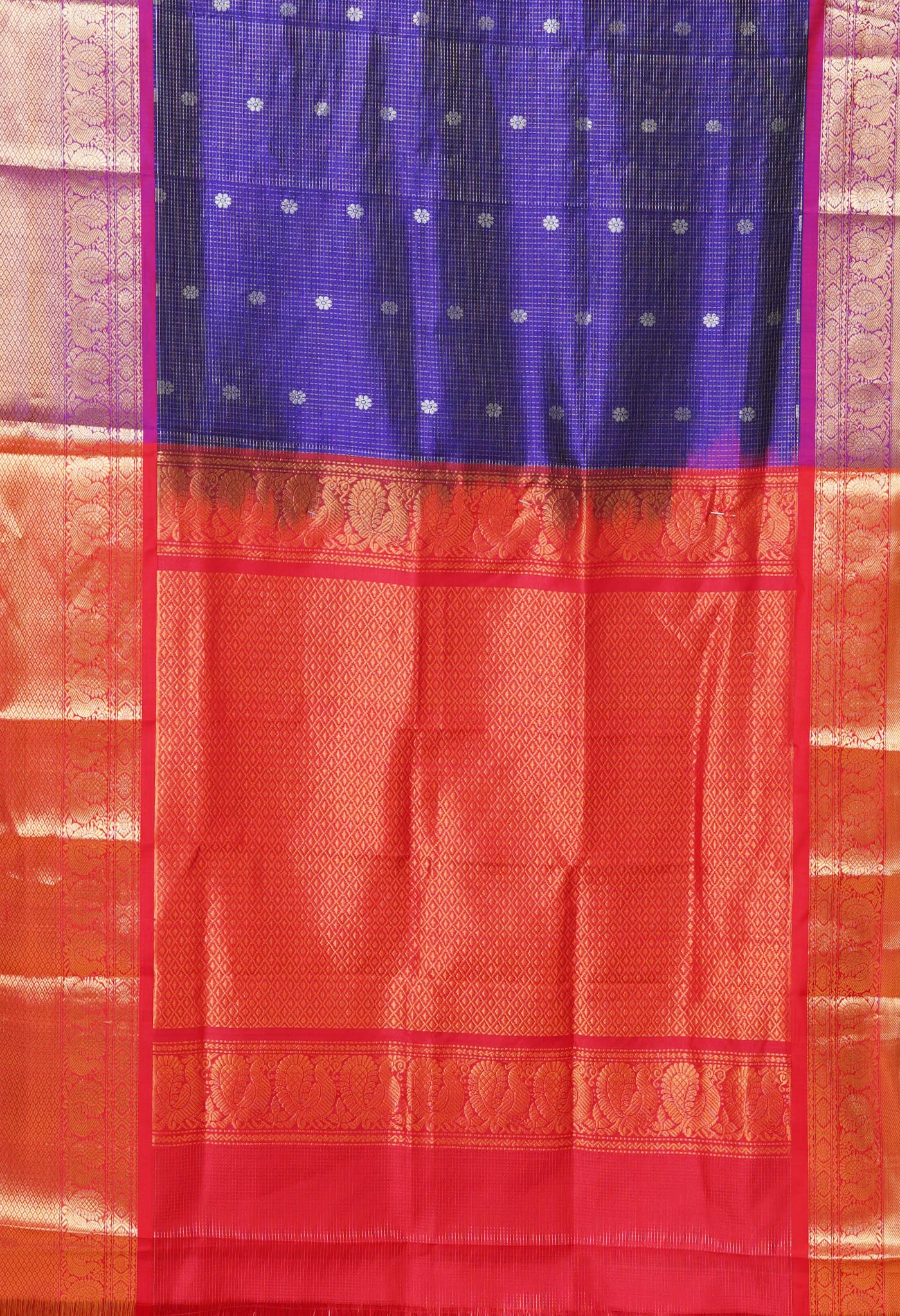 Dark Blue Pure Handloom Assam Silk Saree