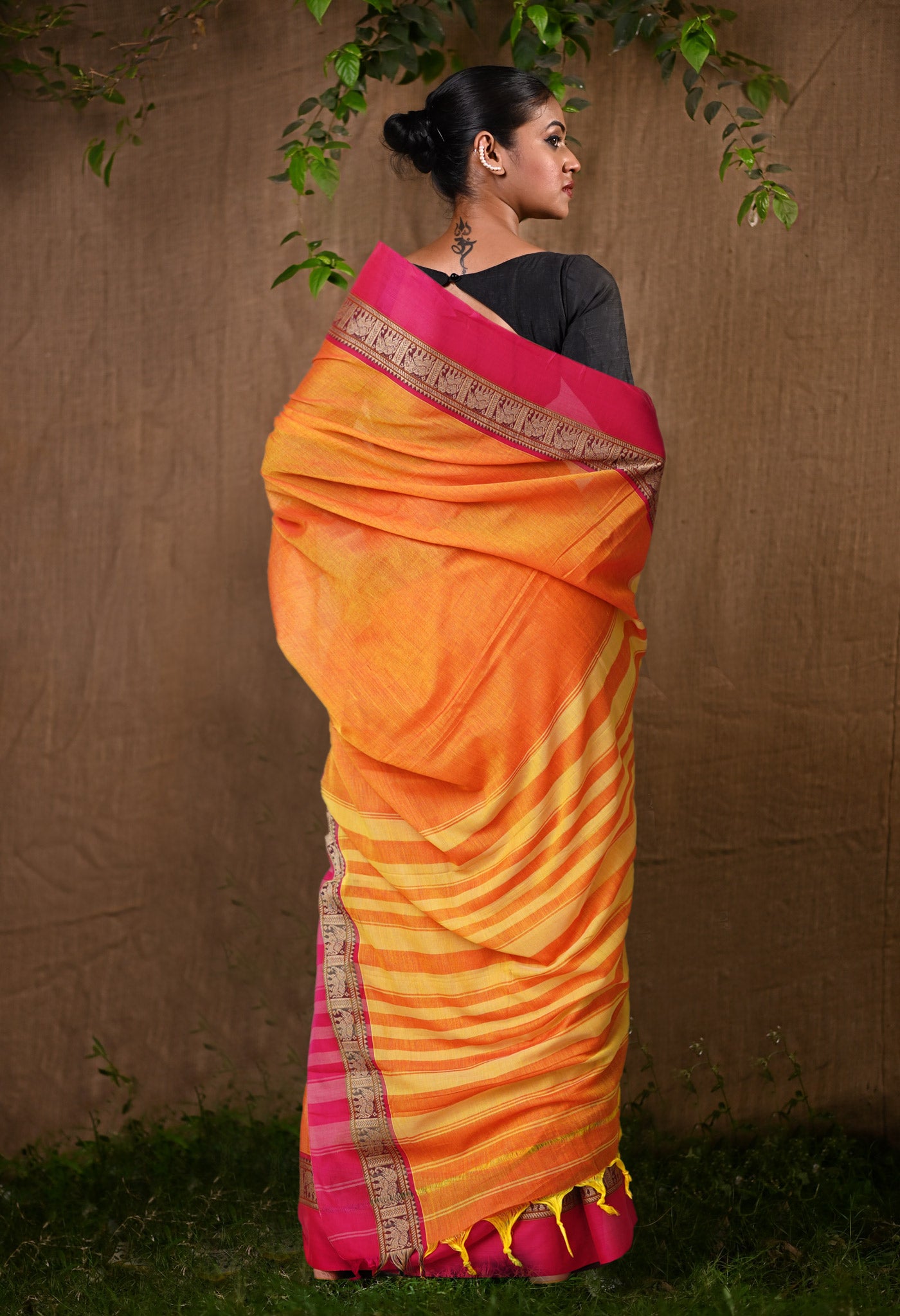 Yellow Pure Handloom Narayani Cotton Saree-UNM78366