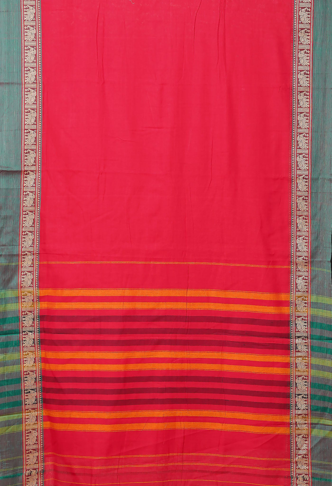 Red Pure Handloom Narayani Cotton Saree-UNM78374