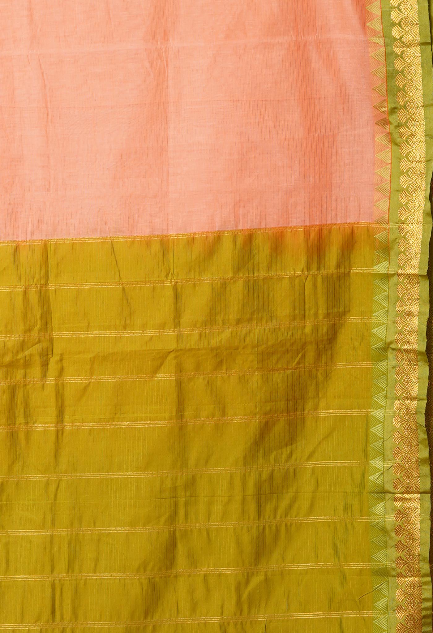 Orange Pure Handloom Gadwal Cotton Saree