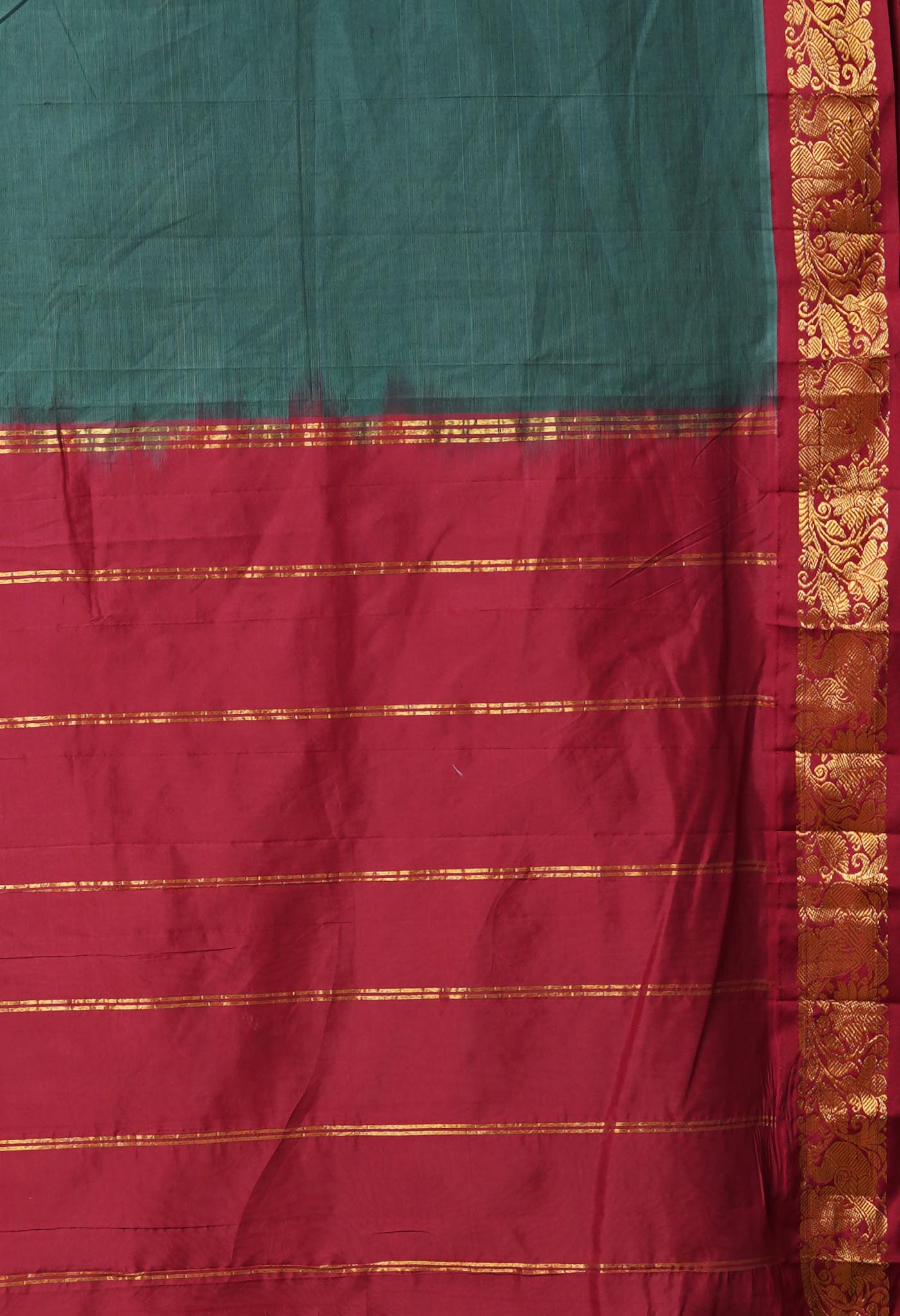 Green Pure Handloom Gadwal Cotton Saree