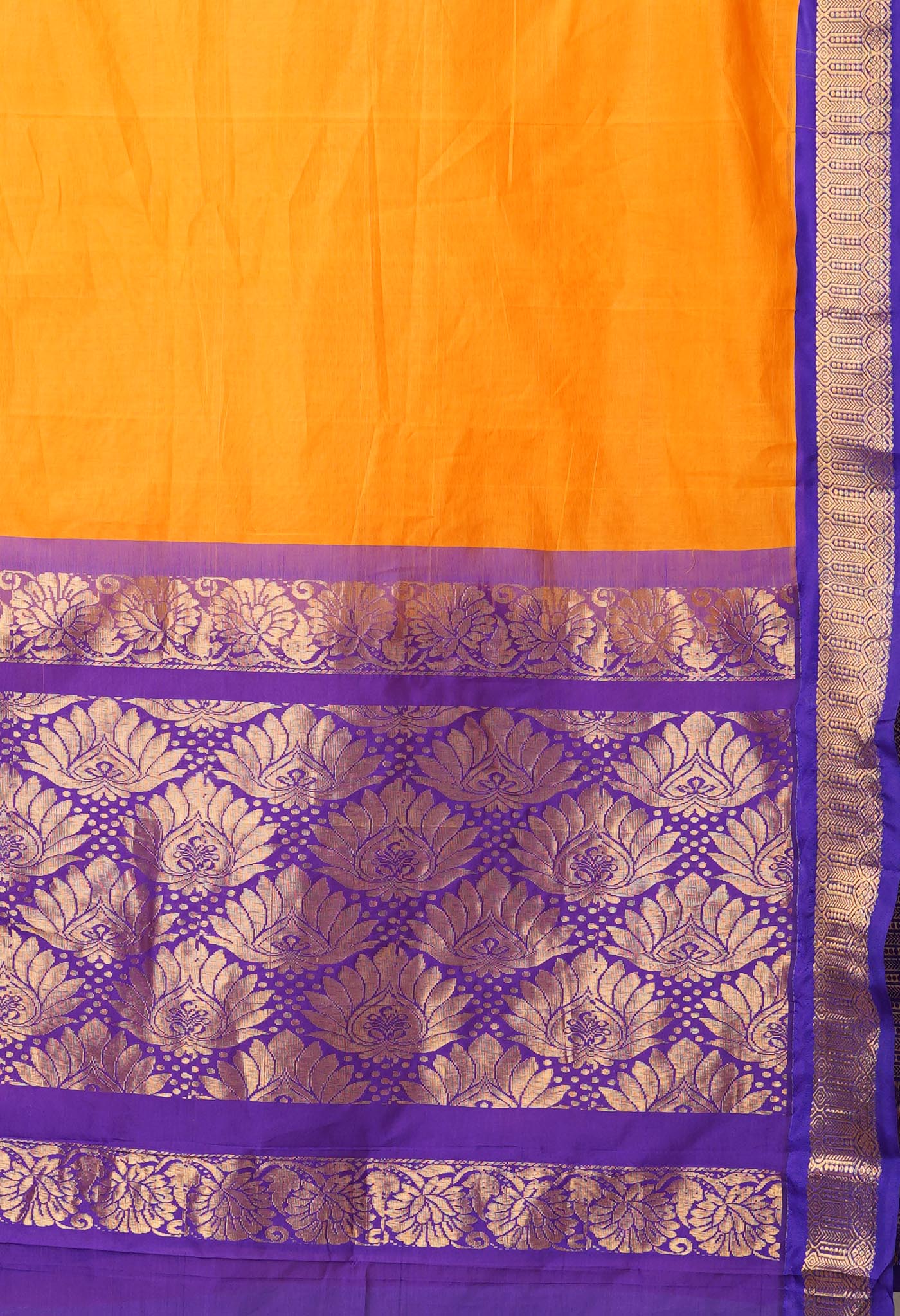 Orange Pure Handloom Gadwal Cotton Saree