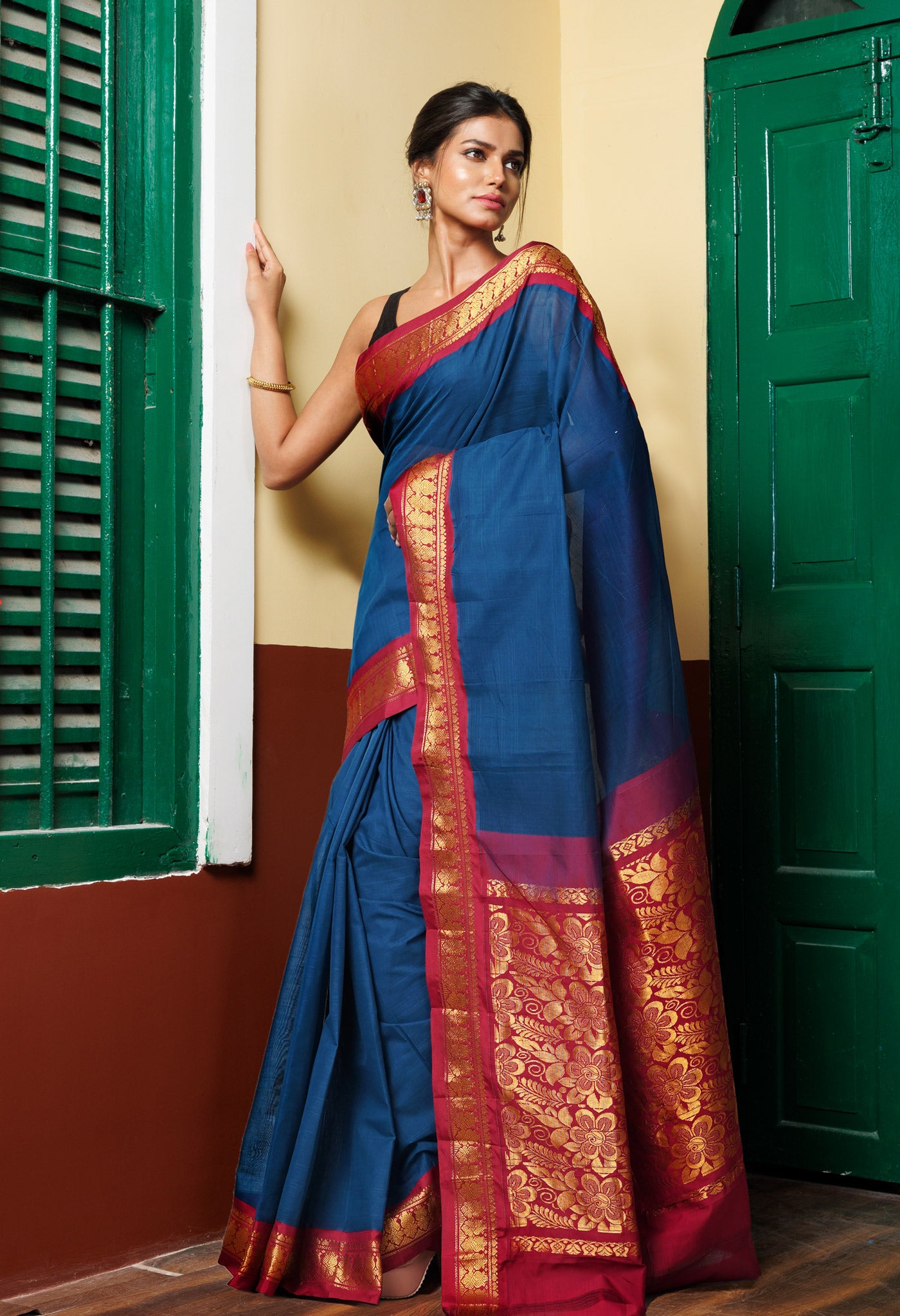 Green Pure Handloom Gadwal Cotton Saree