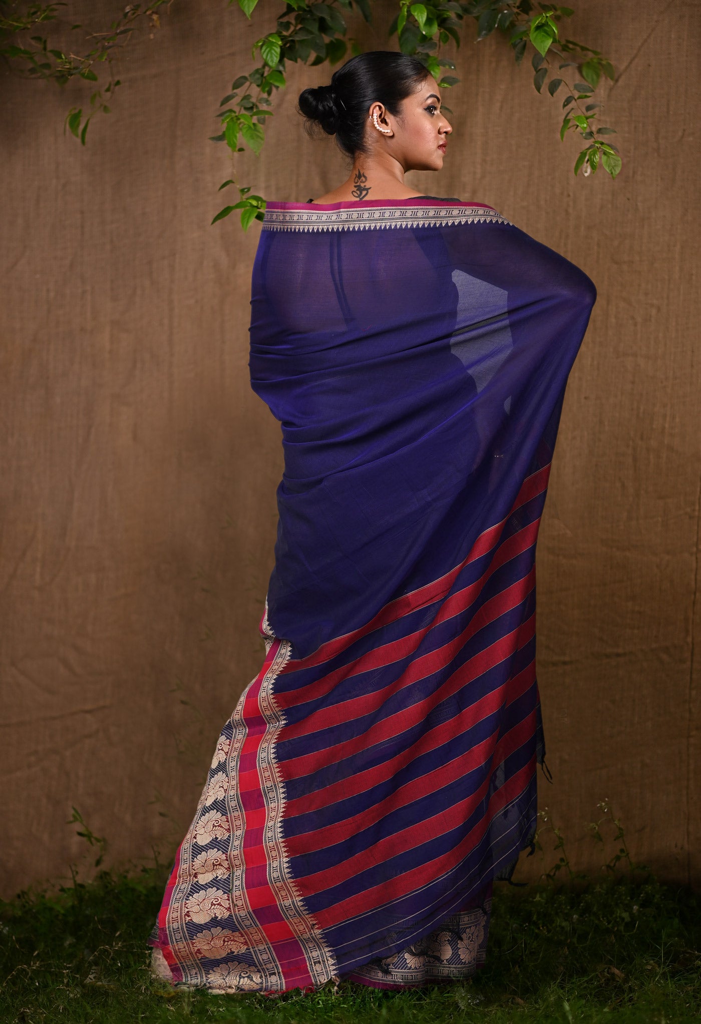 Violet Pure Handloom Narayani Cotton Saree-UNM78568