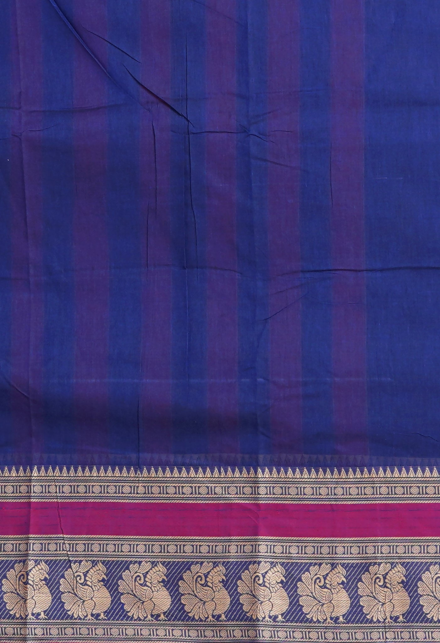 Dark Blue Pure Handloom Narayani Cotton Saree-UNM78569