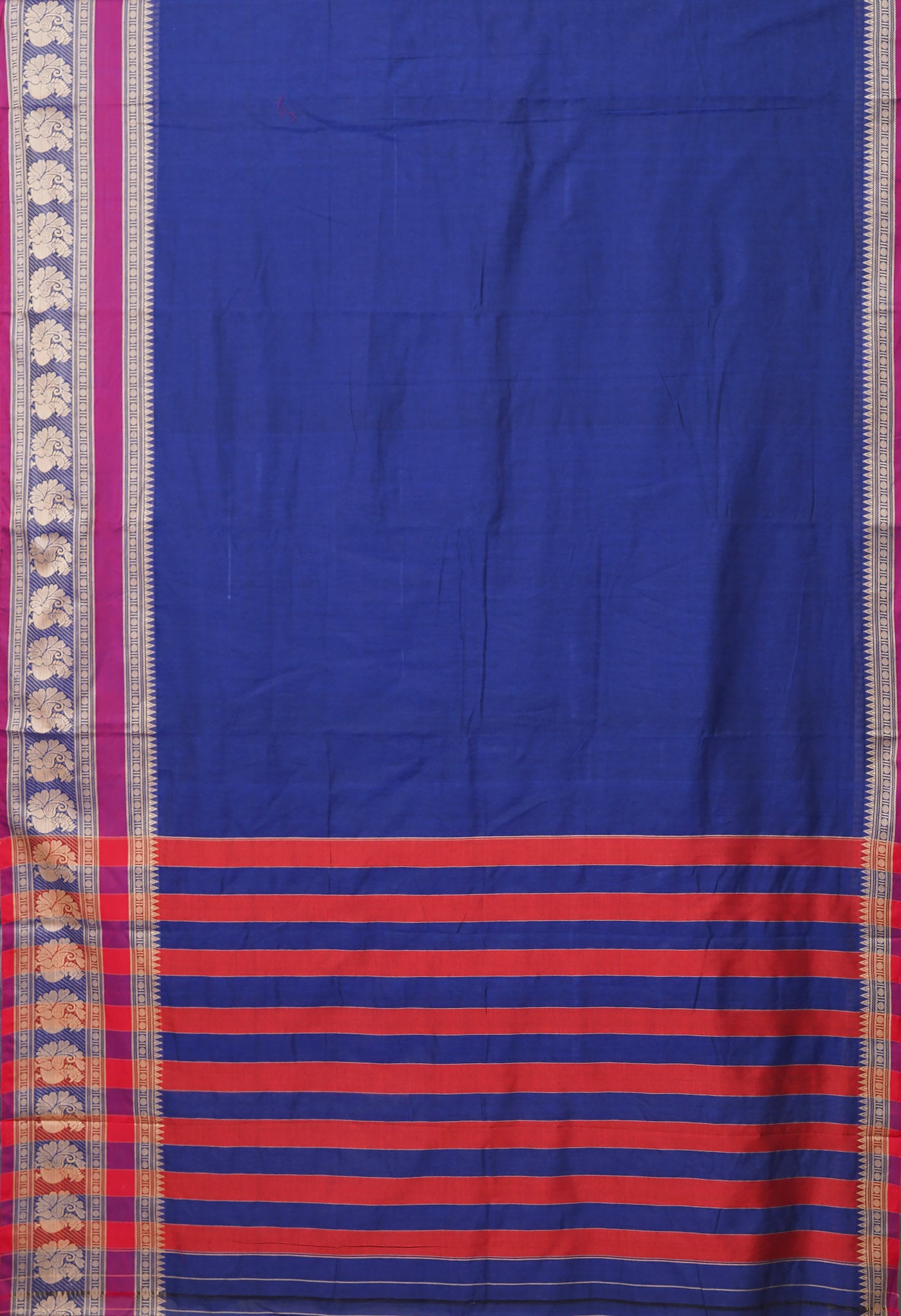 Dark Blue Pure Handloom Narayani Cotton Saree-UNM78569