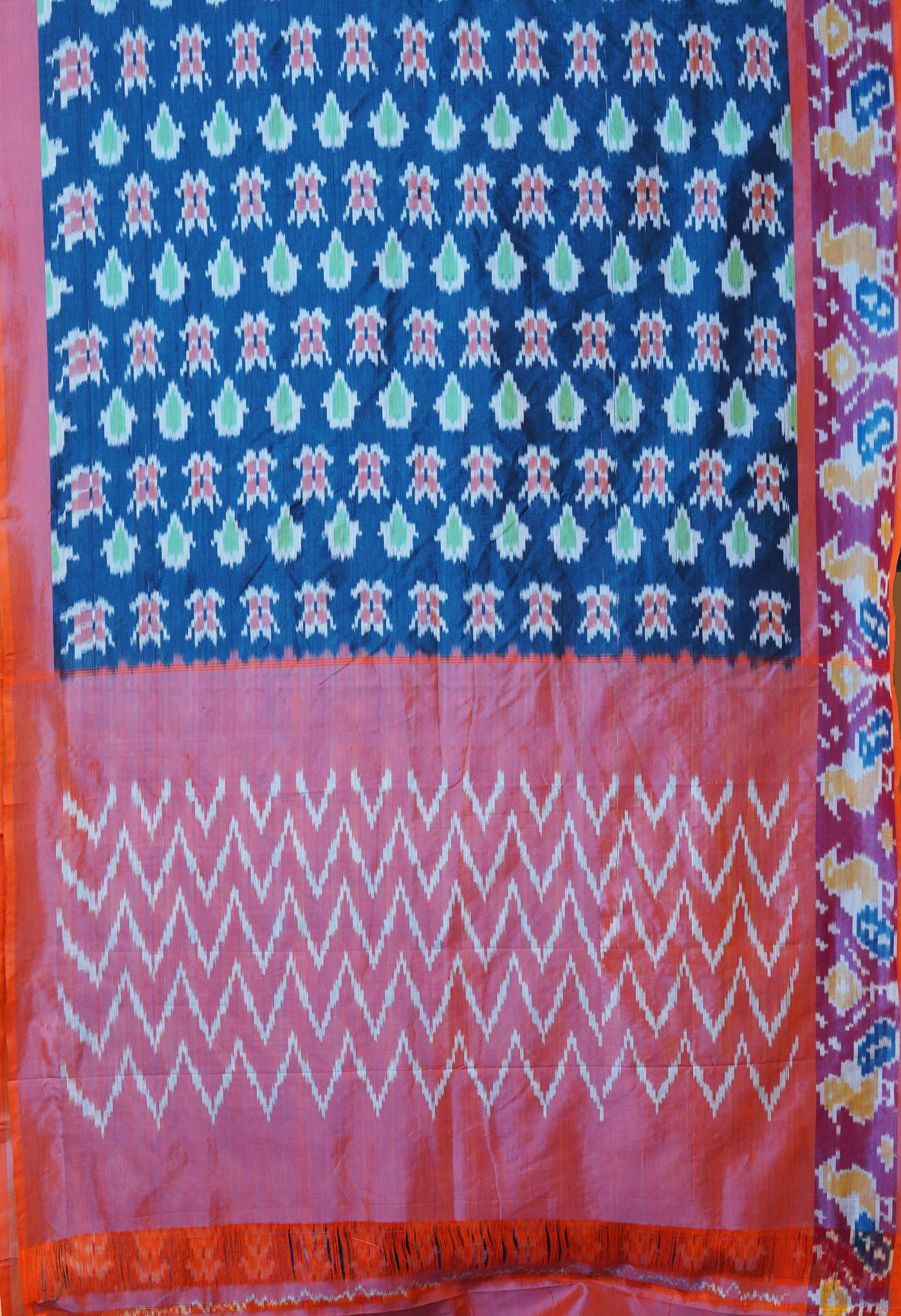 Peacock Green Pure Pochampally Mercerized Cotton Silk Saree