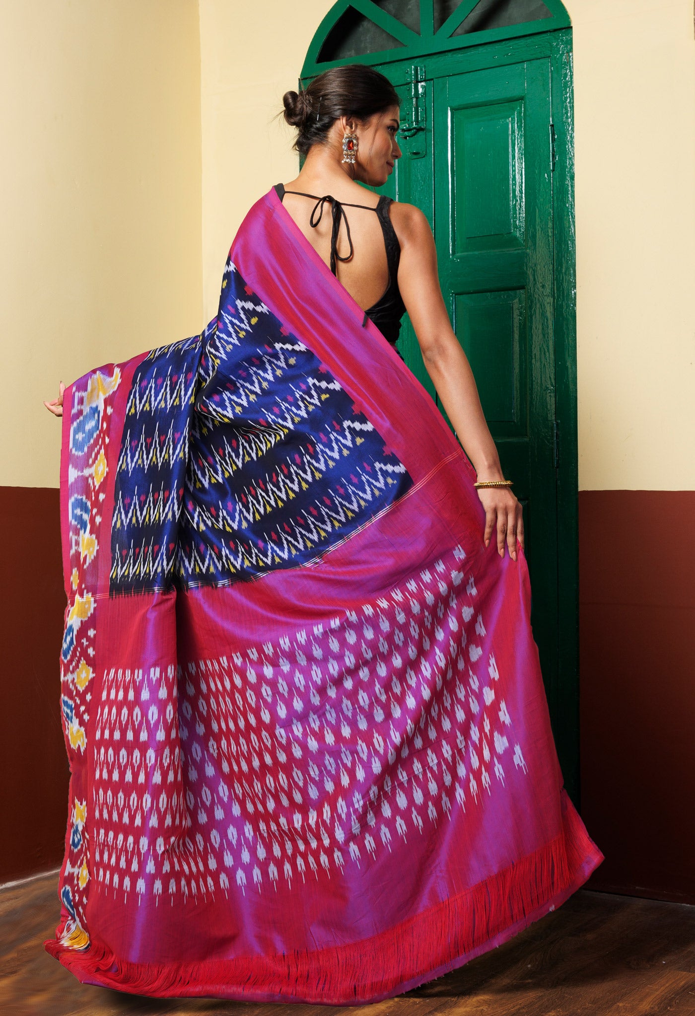 Blue Pure Pochampally Mercerized Cotton Silk Saree