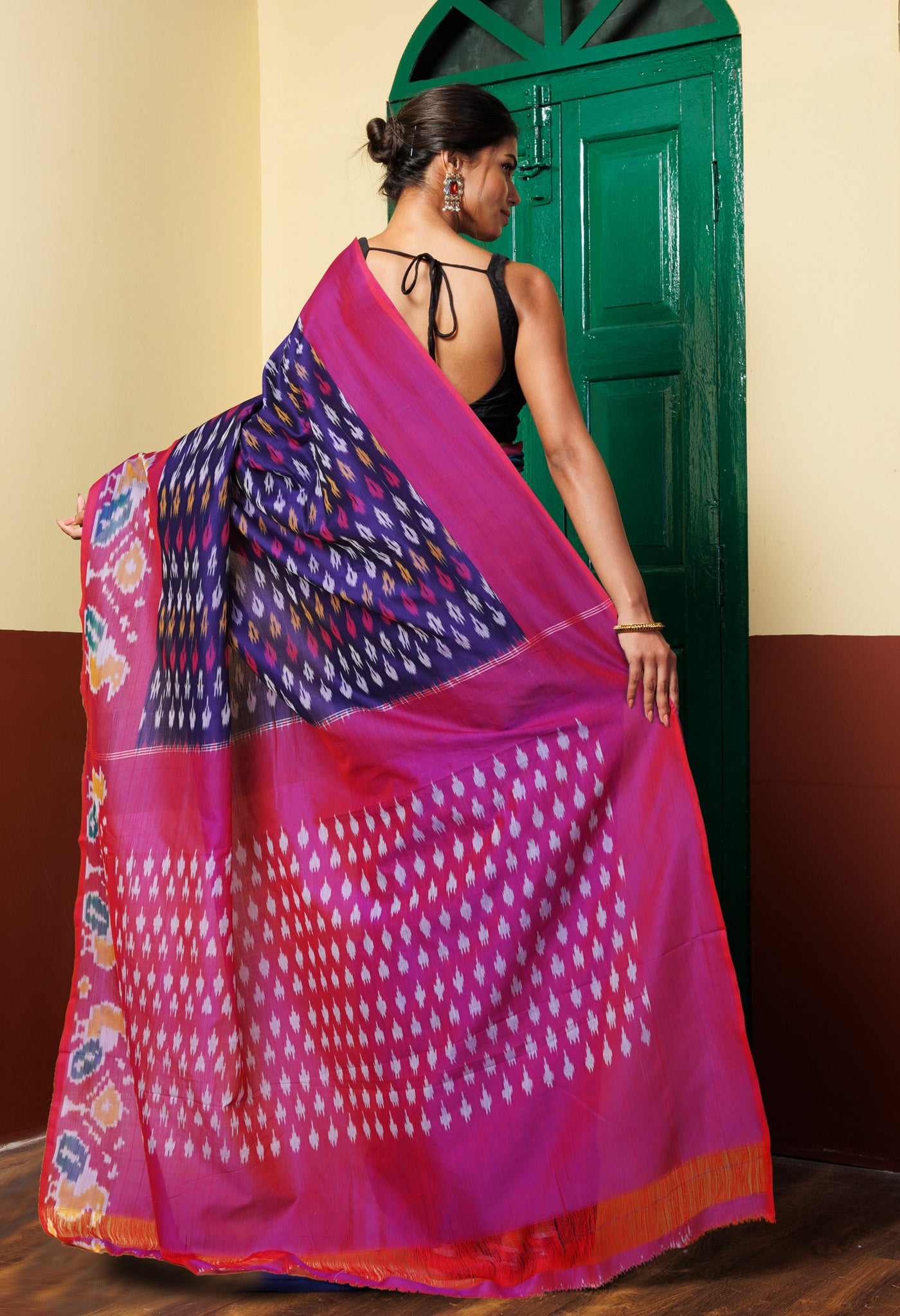Blue Pure Pochampally Mercerized Cotton Silk Saree