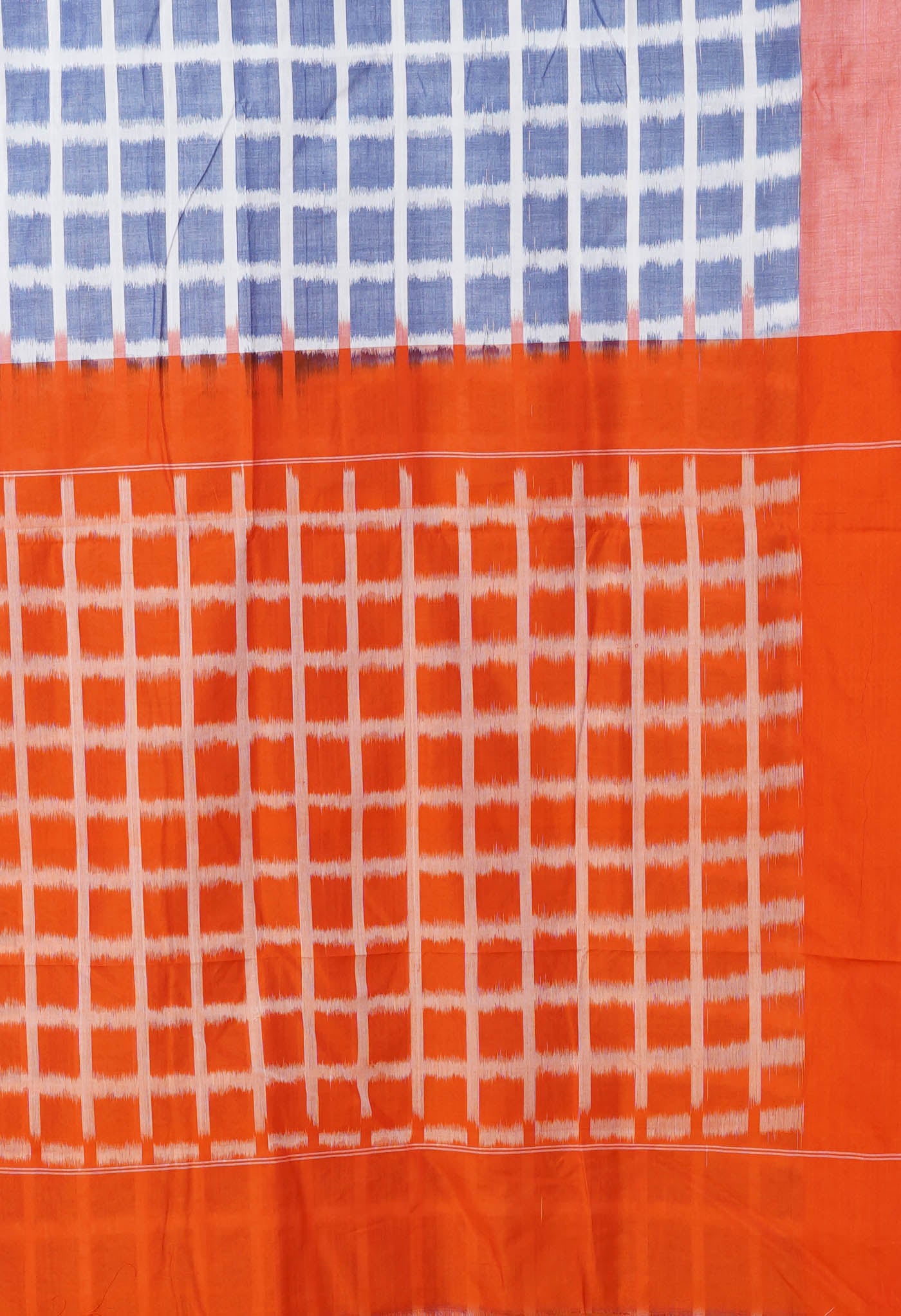 White-Blue Pure Pochampally Mercerized Cotton Saree-UNM78816