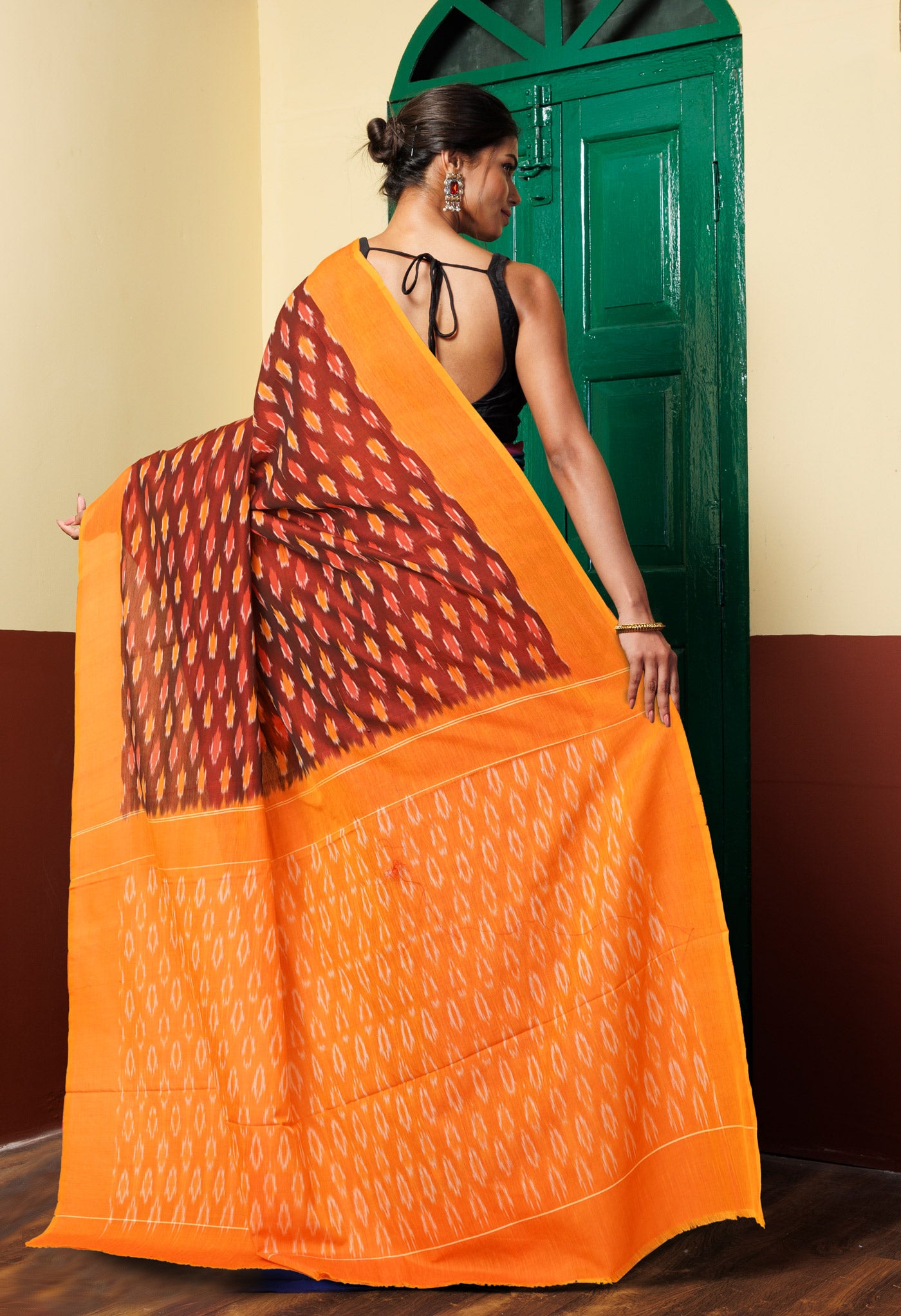 Maroon Pure Pochampally Mercerized Cotton Silk Saree-UNM78830