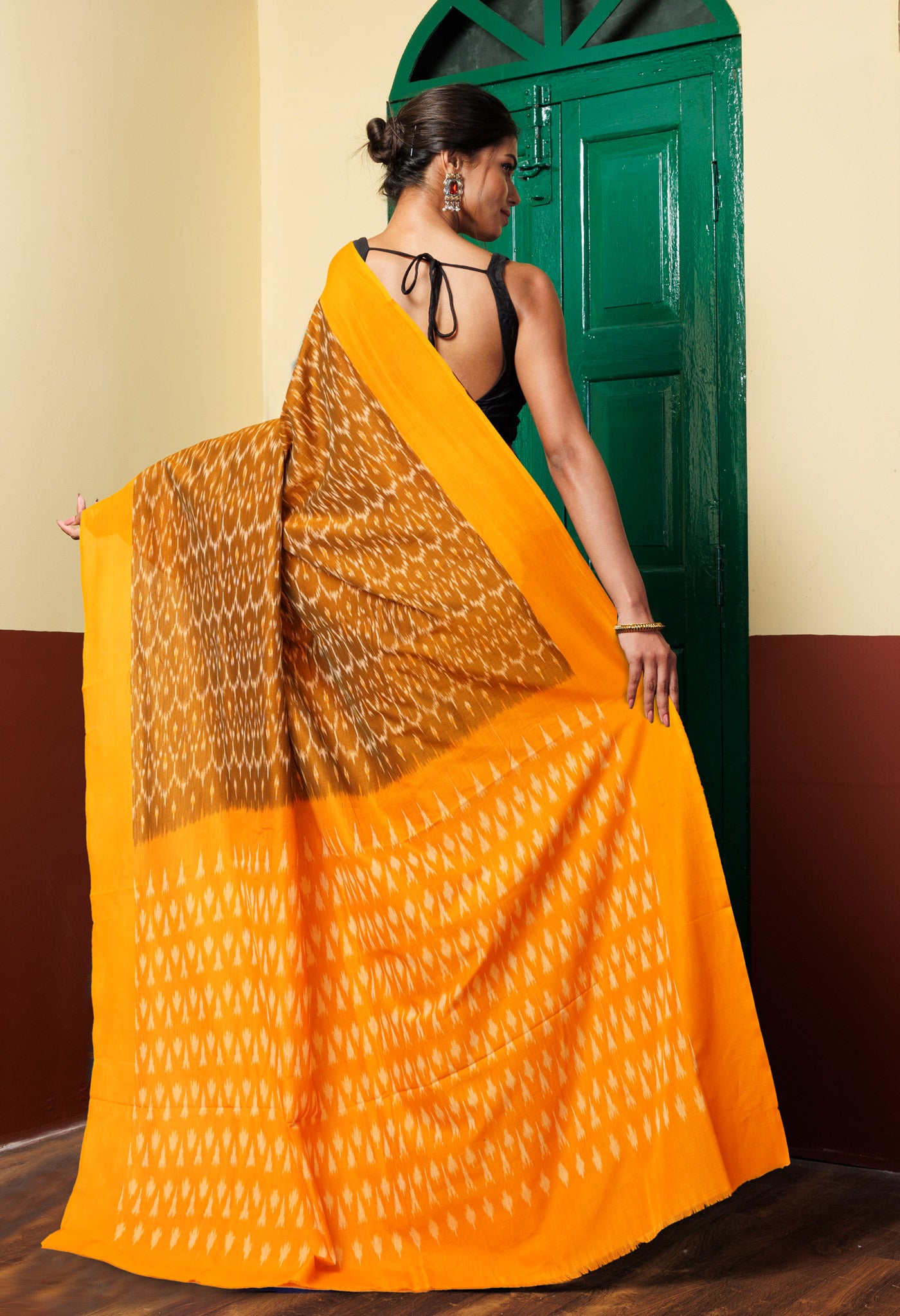 Yellow Pure Pochampally Mercerized Cotton Silk Saree-UNM78843