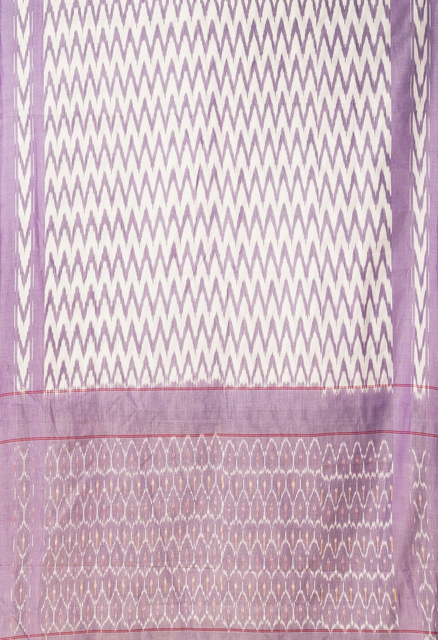 White-Purple Pure Pochampally Mercerized Cotton Saree-UNM78861
