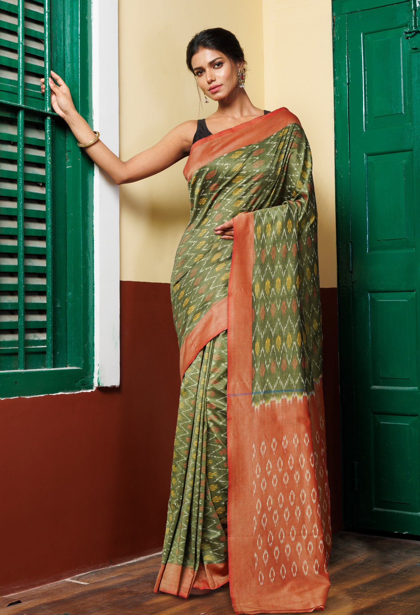 Green Pure Pochampally Mercerized Cotton Silk Saree