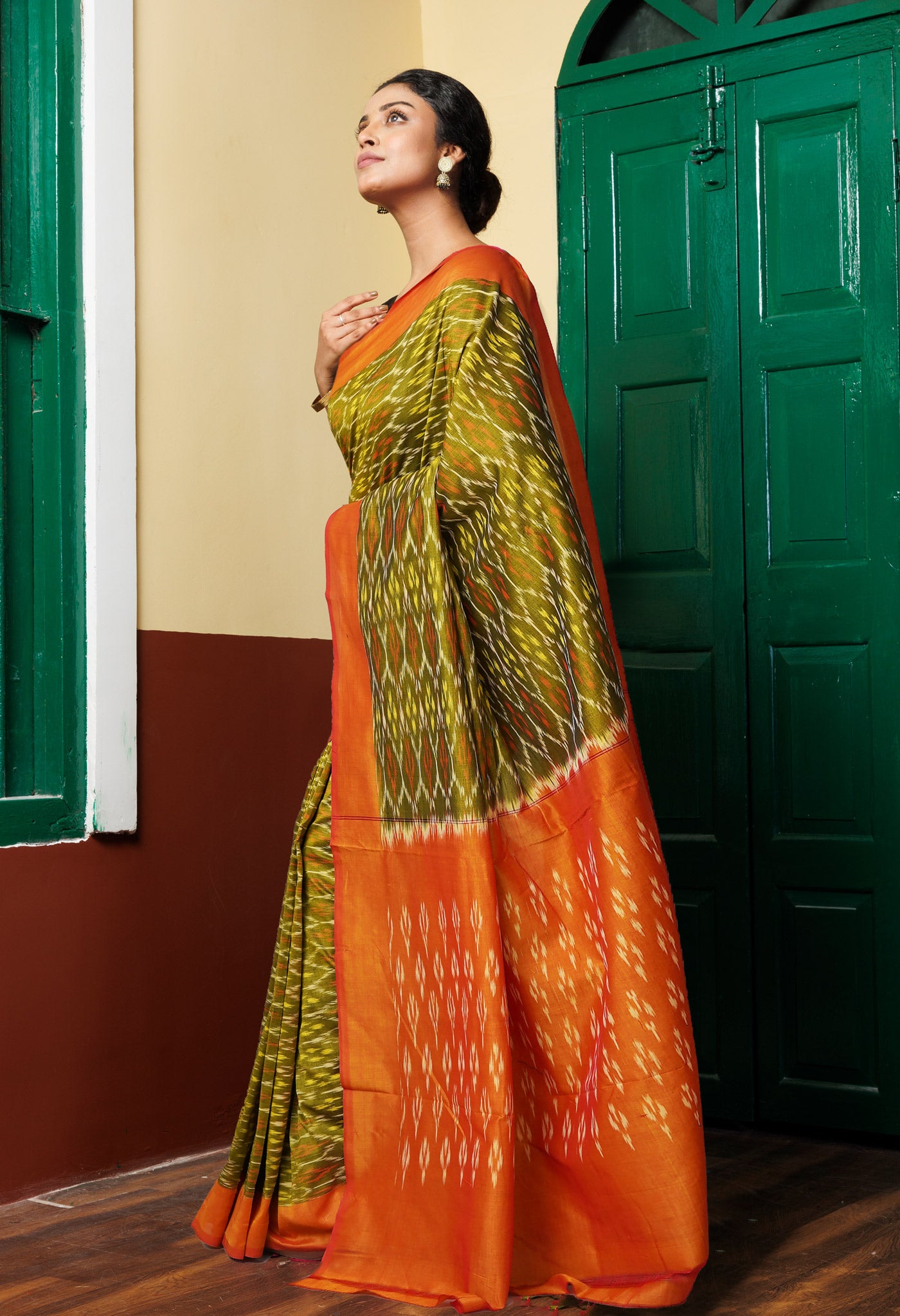 Green Pure Pochampally Mercerized Cotton Silk Saree