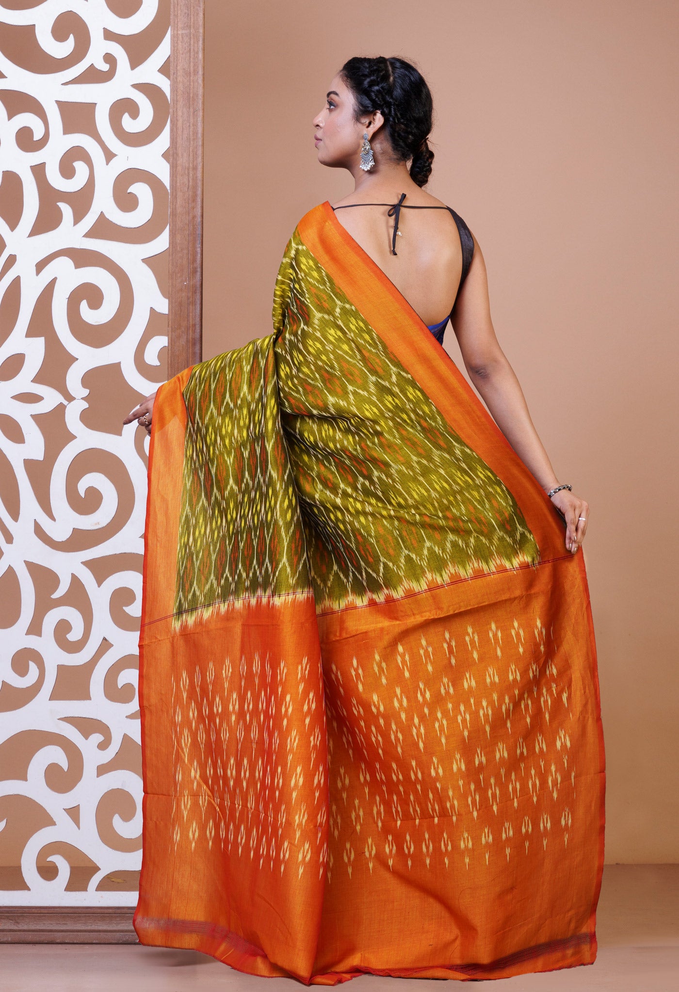 Green Pure Pochampally Mercerized Cotton Silk Saree