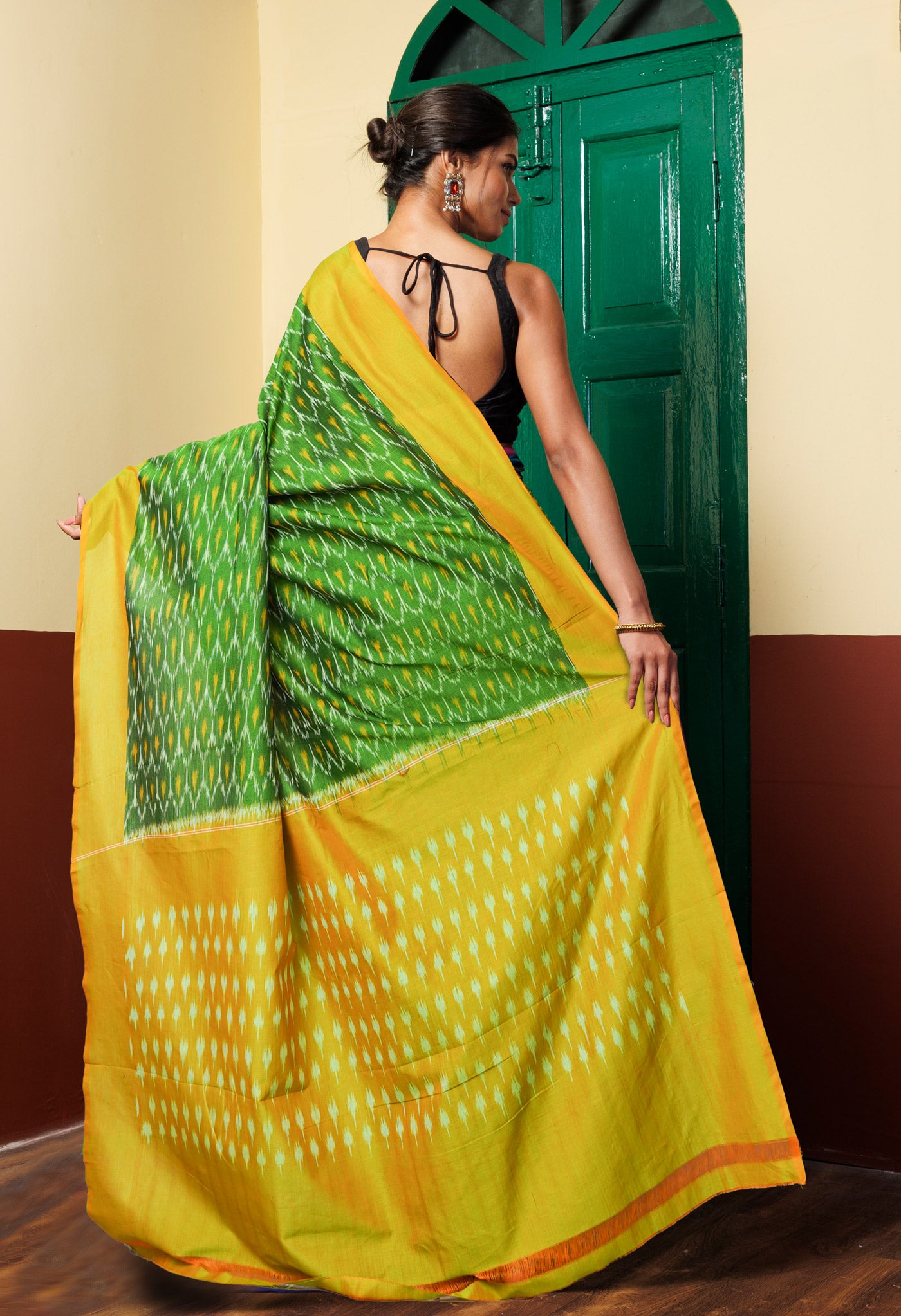 Green Pure Pochampally Mercerized Cotton Silk Saree