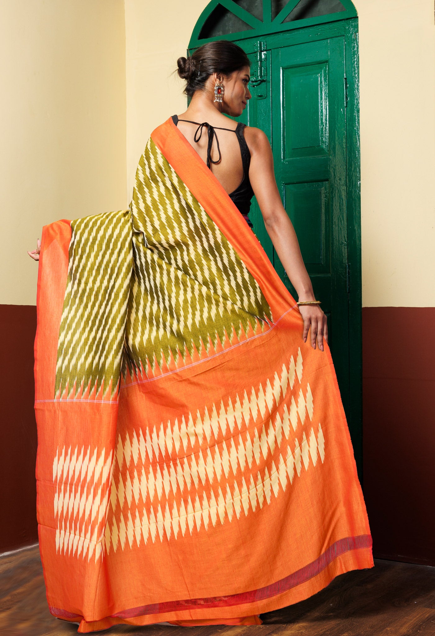 Green Pure Pochampally Mercerized Cotton Silk Saree-UNM78927