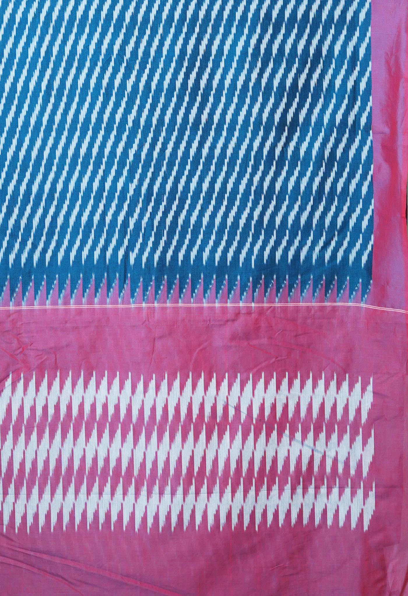 Peacock Blue Pure Pochampally Mercerized Cotton Silk Saree-UNM78930