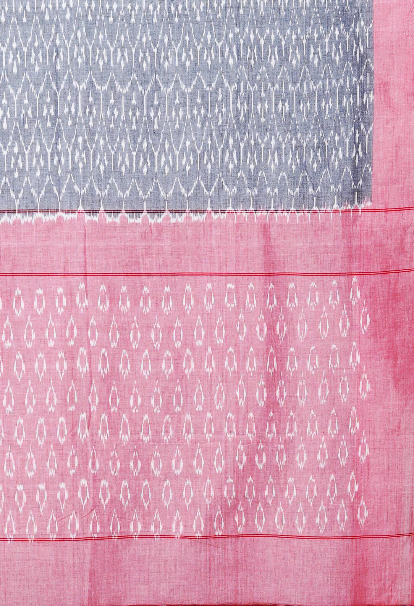 Grey Pure Pochampally Mercerized Cotton Silk Saree-UNM78932