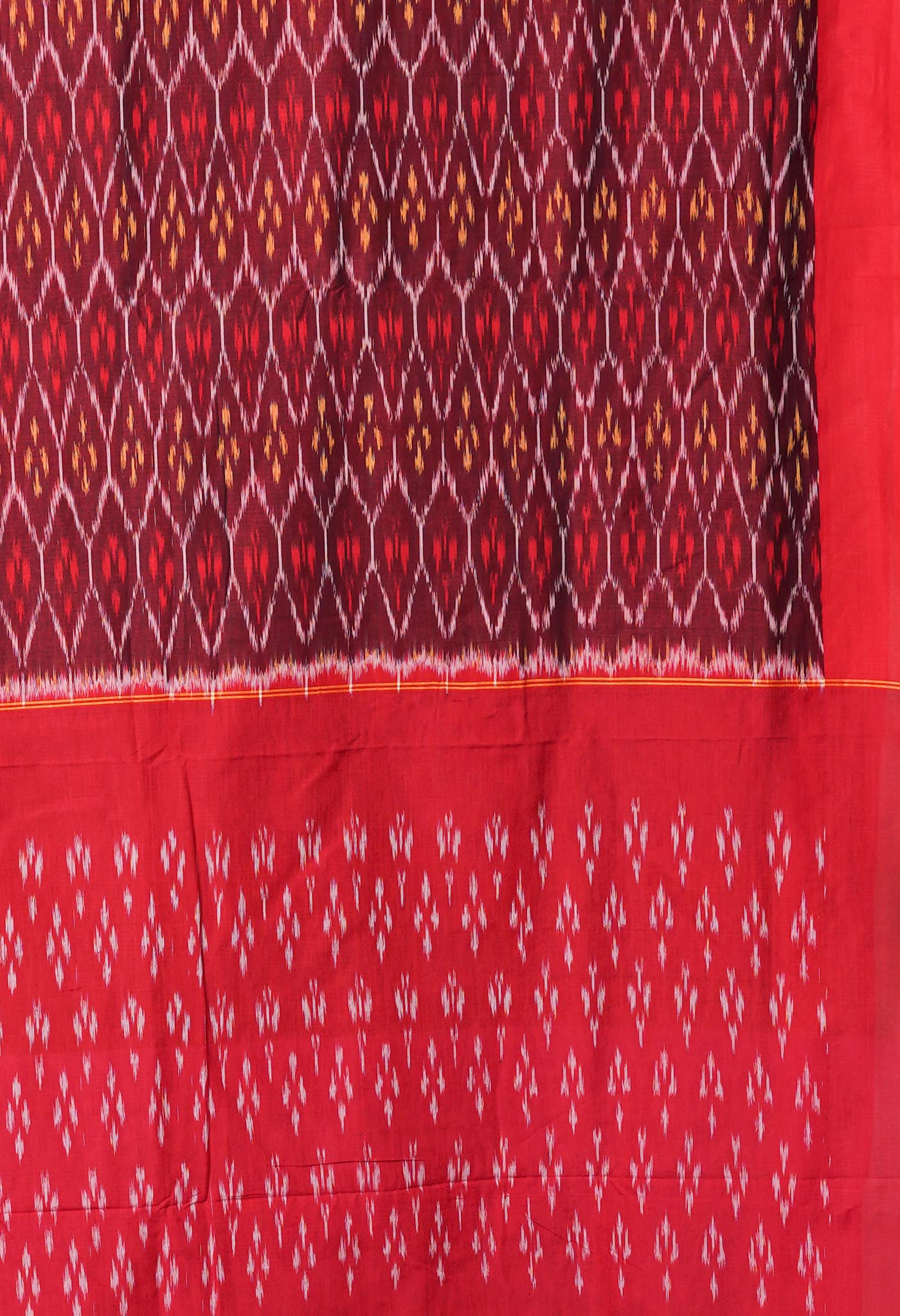 Red Pure Pochampally Mercerized Cotton Silk Saree-UNM78935