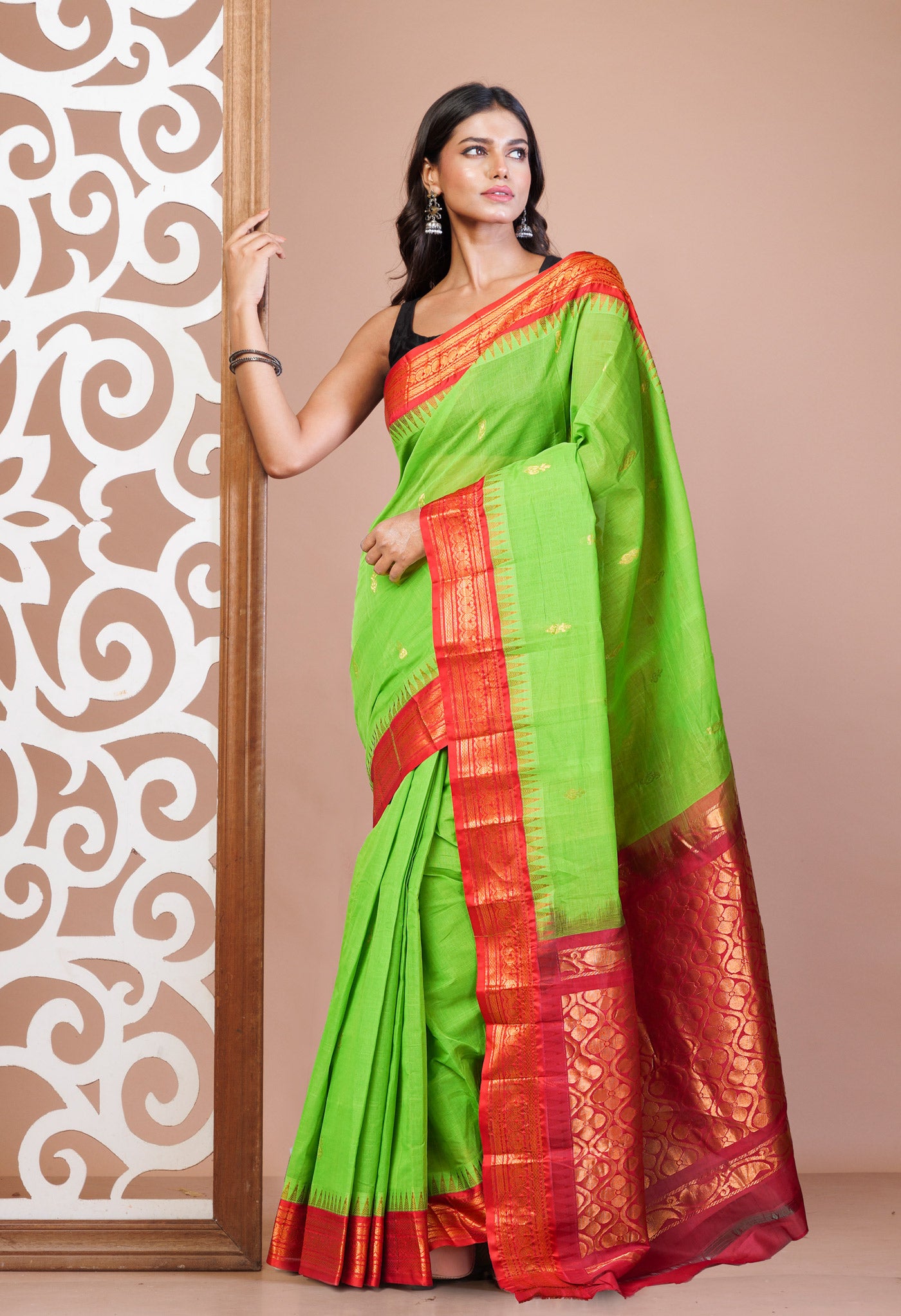 Green Pure Handloom Gadwal Cotton Saree