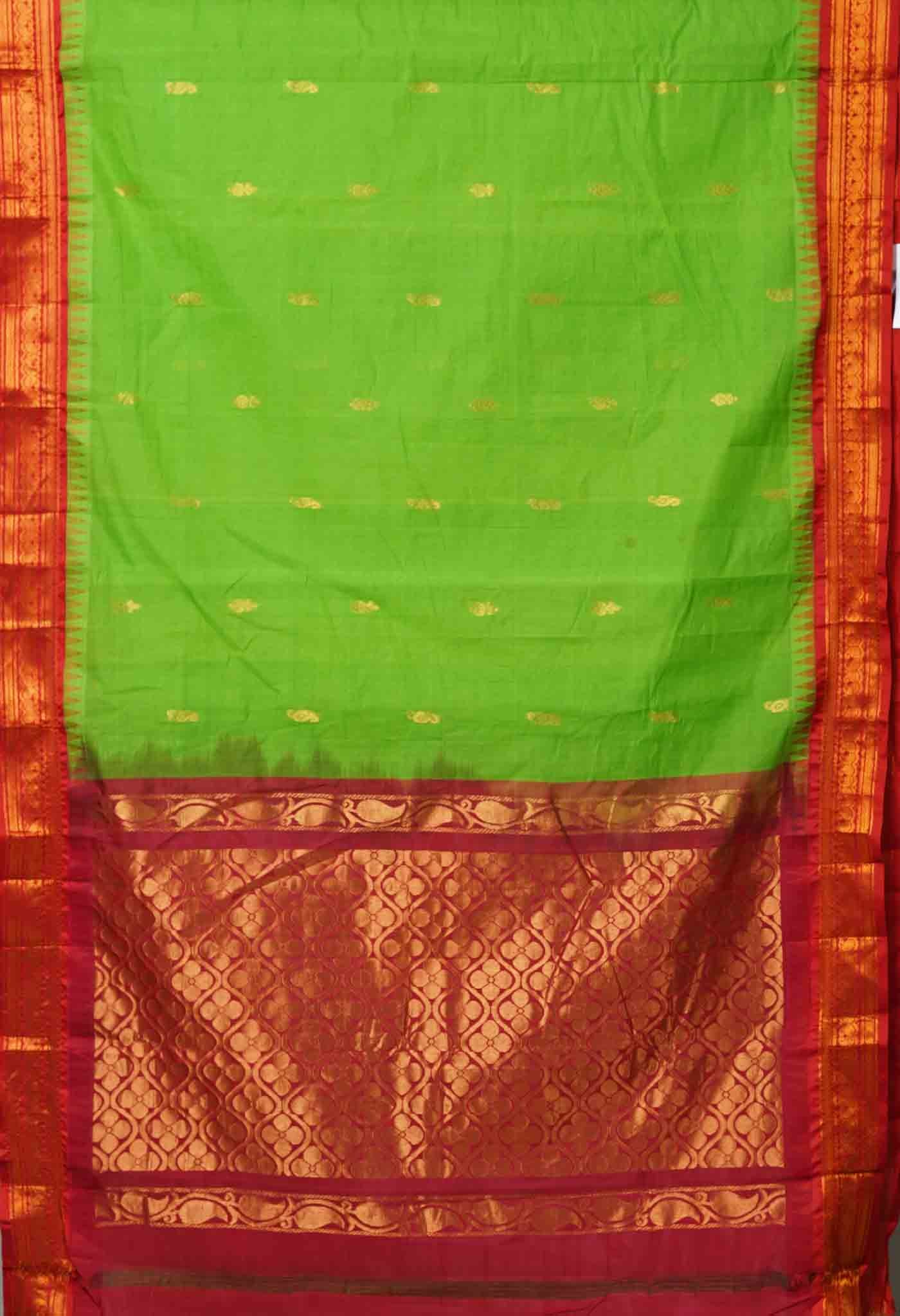 Green Pure Handloom Gadwal Cotton Saree