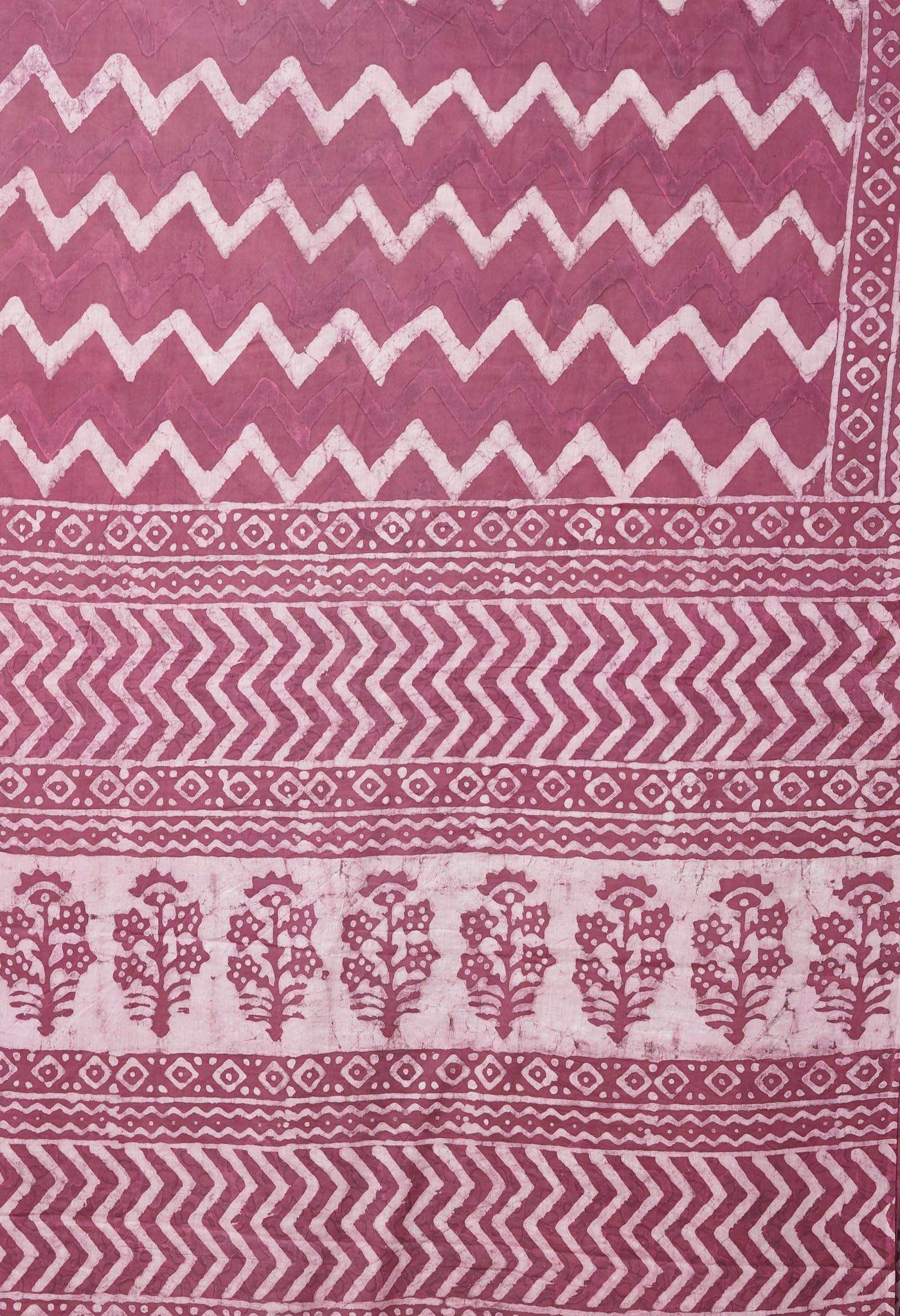 Pink Pure Dabu Printed Mulmul Cotton Saree-UNM78965