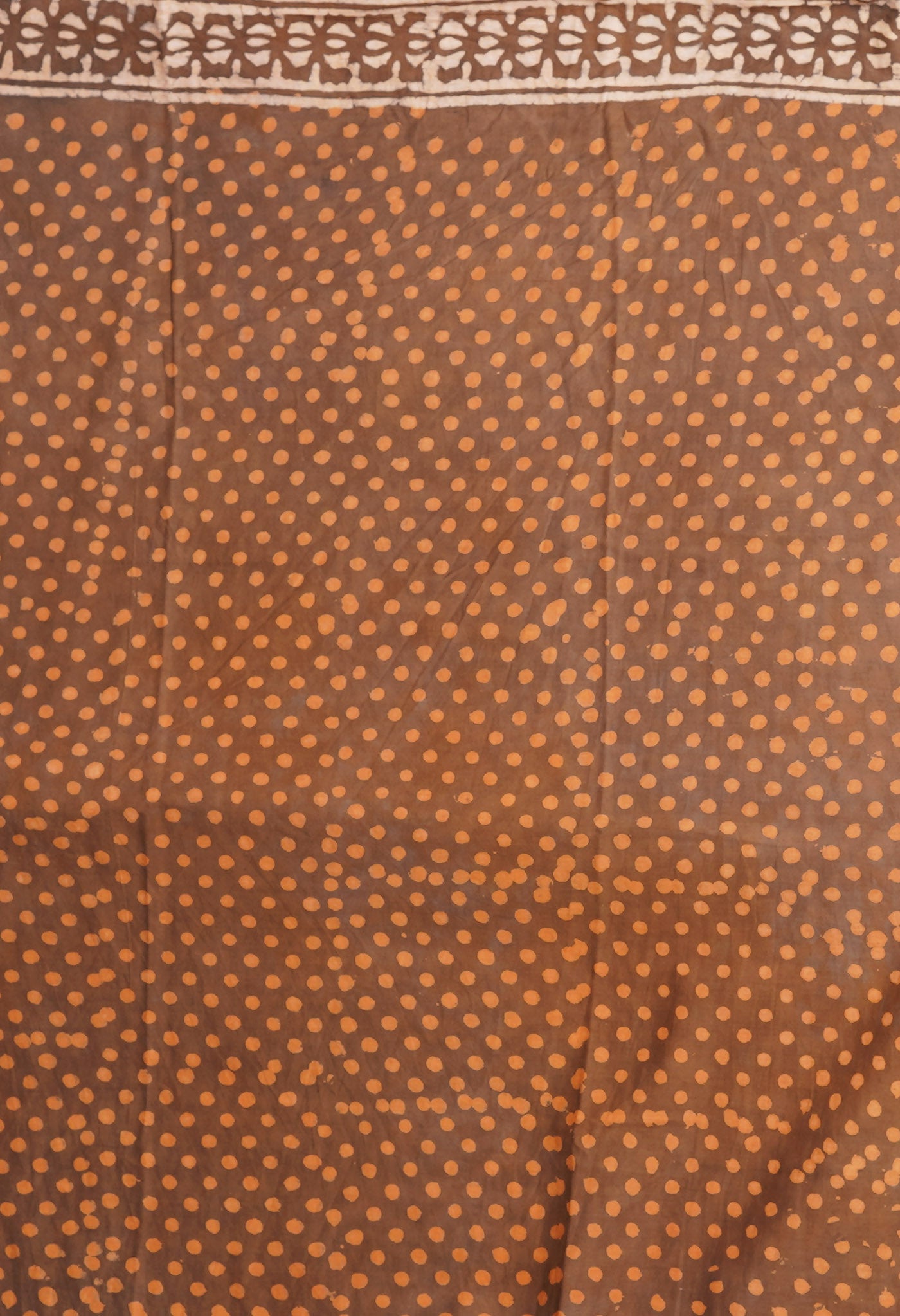 Brown Pure Dabu Printed Mulmul Cotton Saree-UNM78970