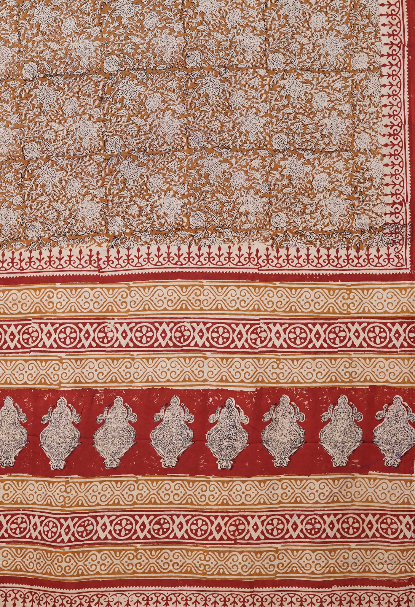 Brown Pure Bagru Printed Soft Cotton Saree-UNM79006