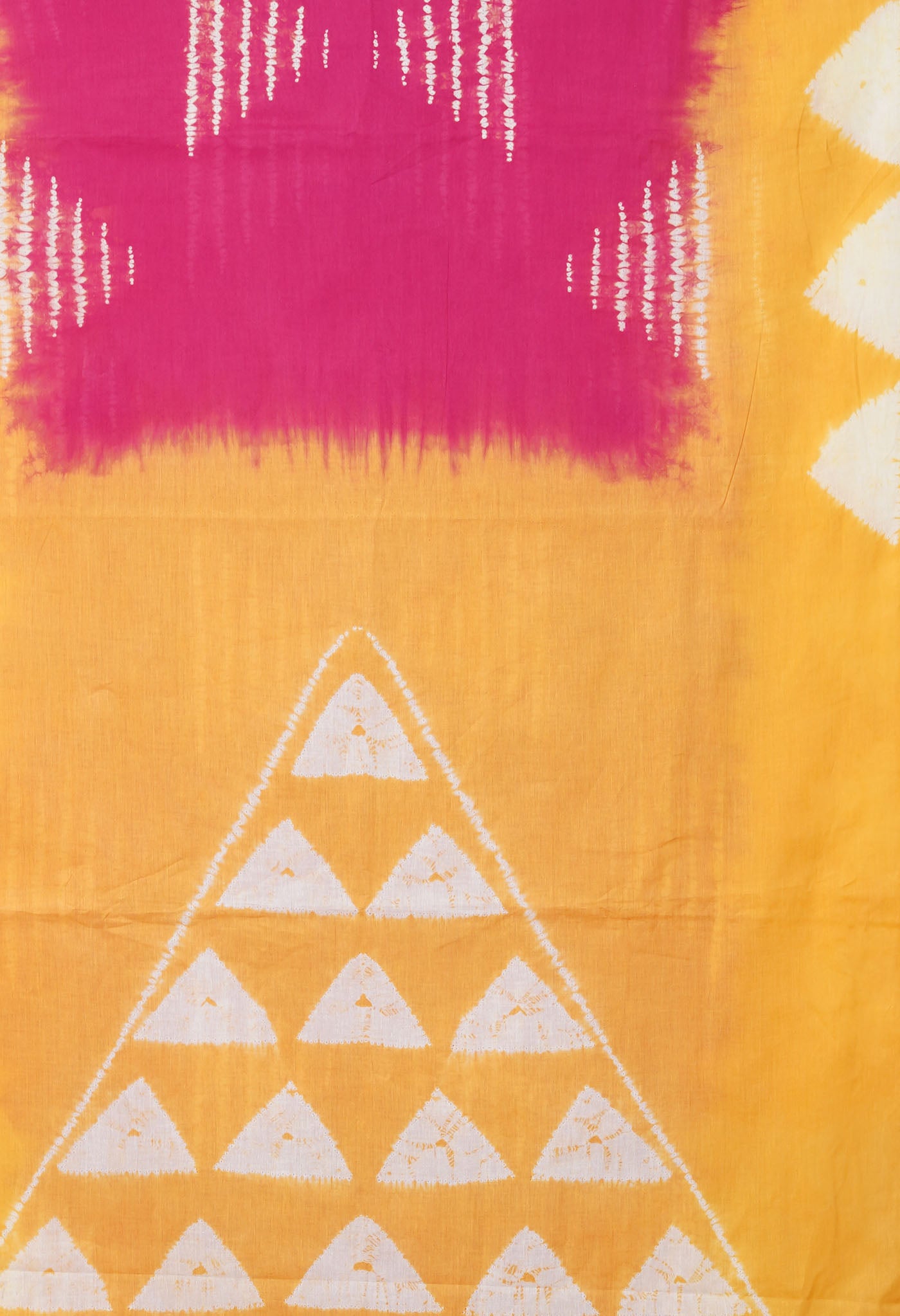 Pink-Yellow Pure Tie And Dye Shibori Printed Soft Cotton Saree-UNM79087